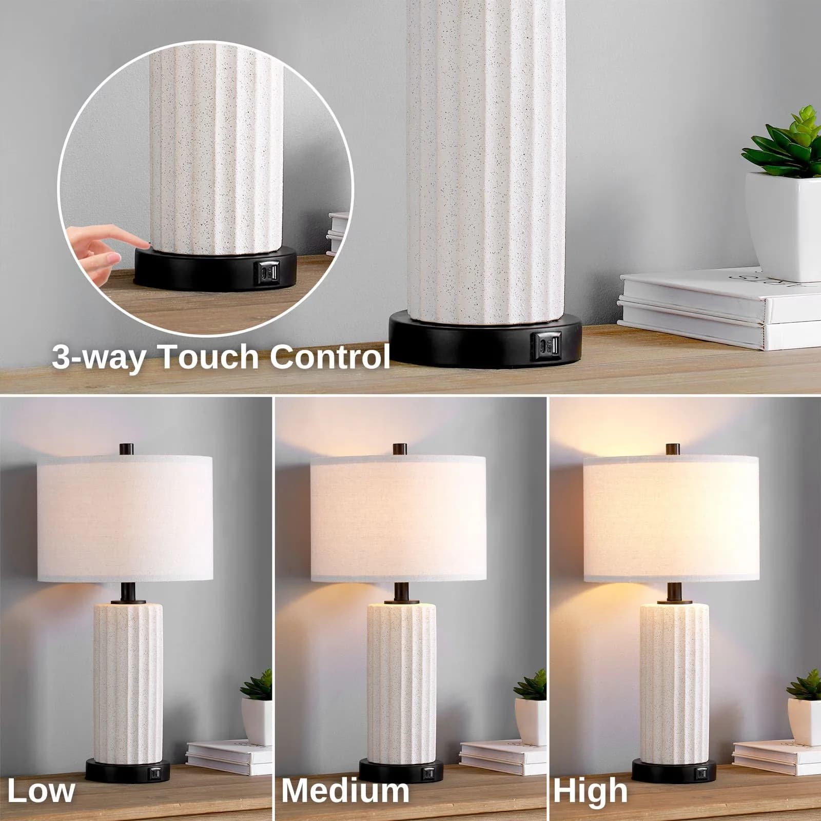 Efficient Lamp Set with LED, Modern - Ceramic White - Low Maintenance Model EB26A4