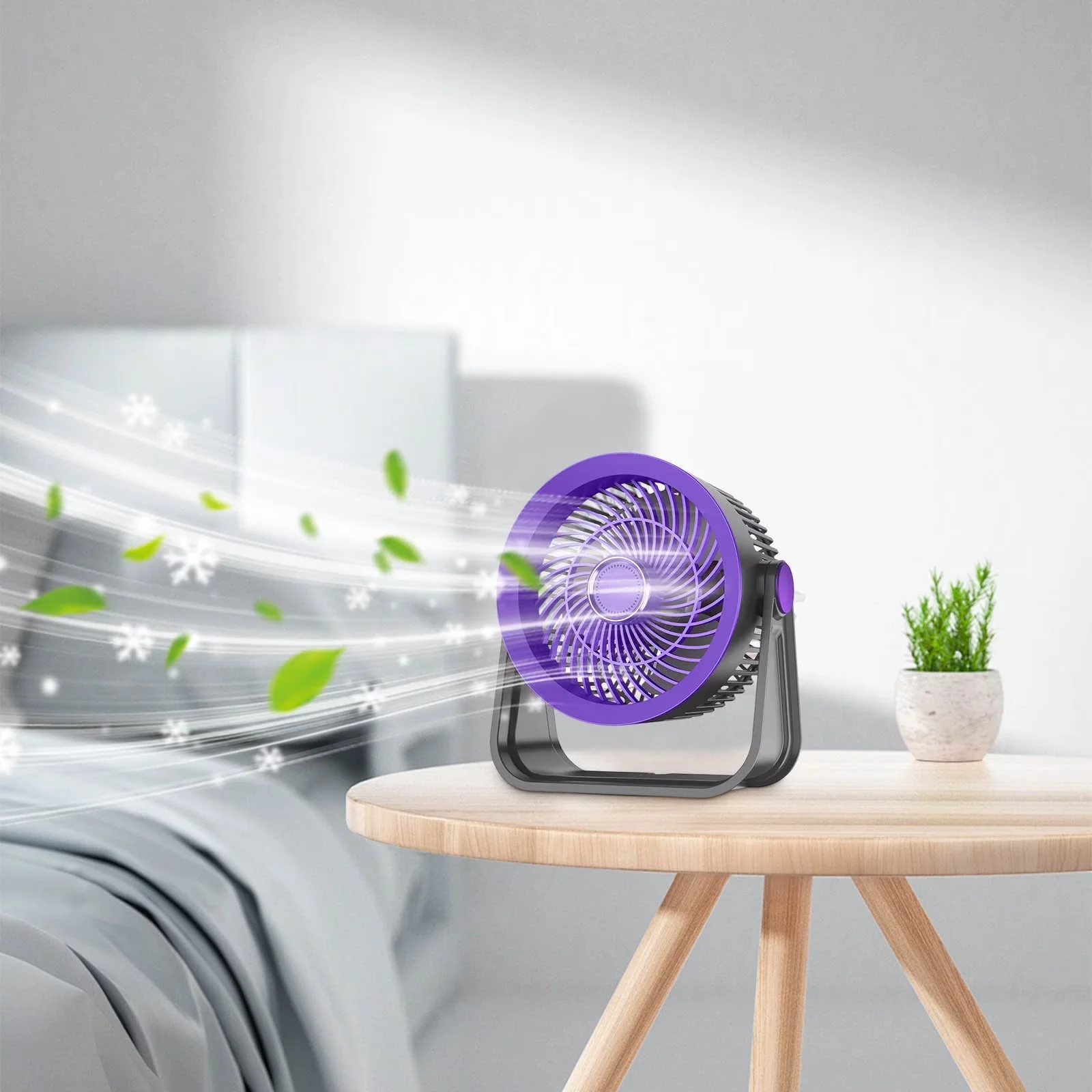 Quality Fans In Cooling with Battery, Desktop Fan, Desk Fan Table Fan - Purple Abs/Plastics for Bedroom, Dorm Model 48E116