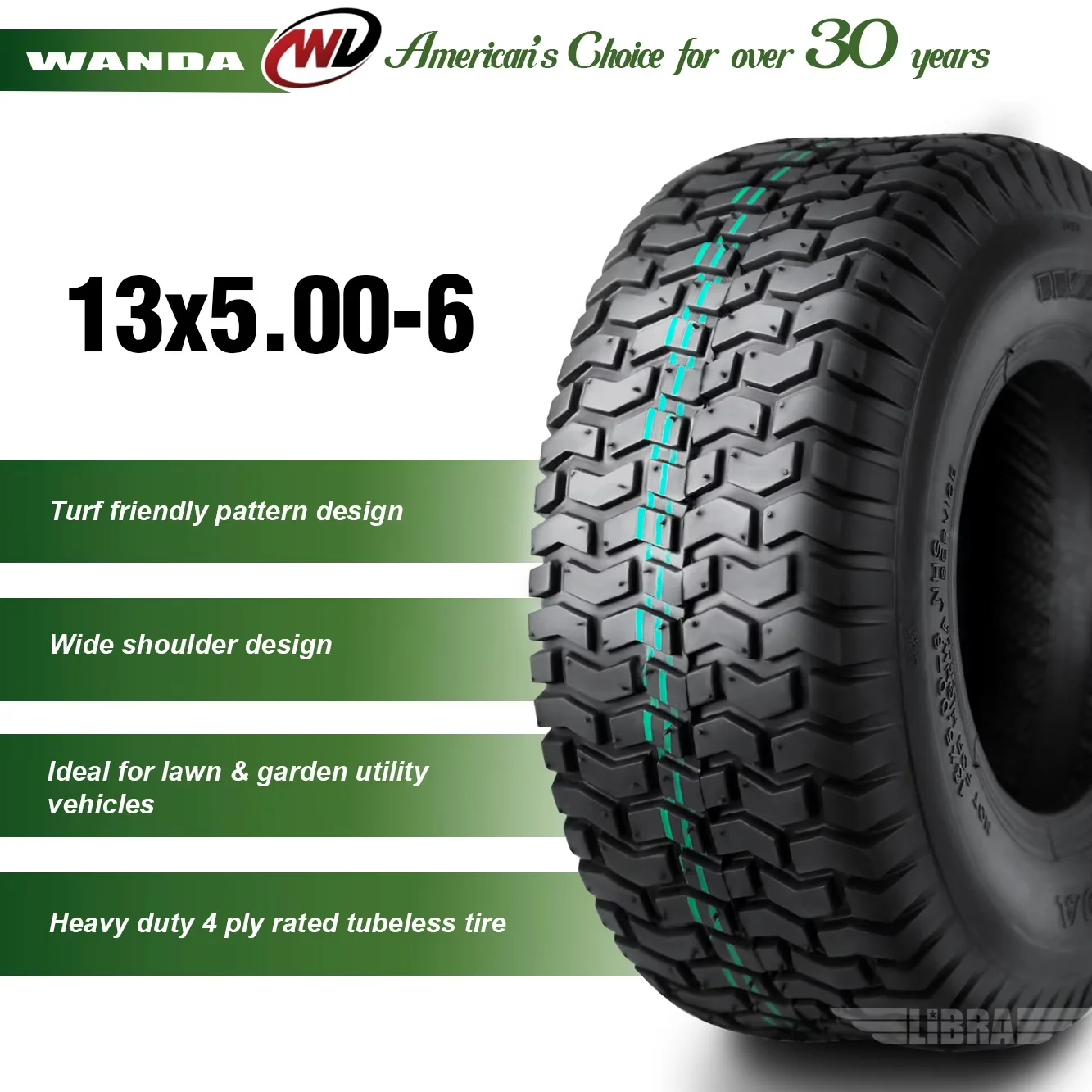 Modern Lawn Mower Tire with Heavy-Duty, Max Load: 440lbs@40psi - White Model 4319B8