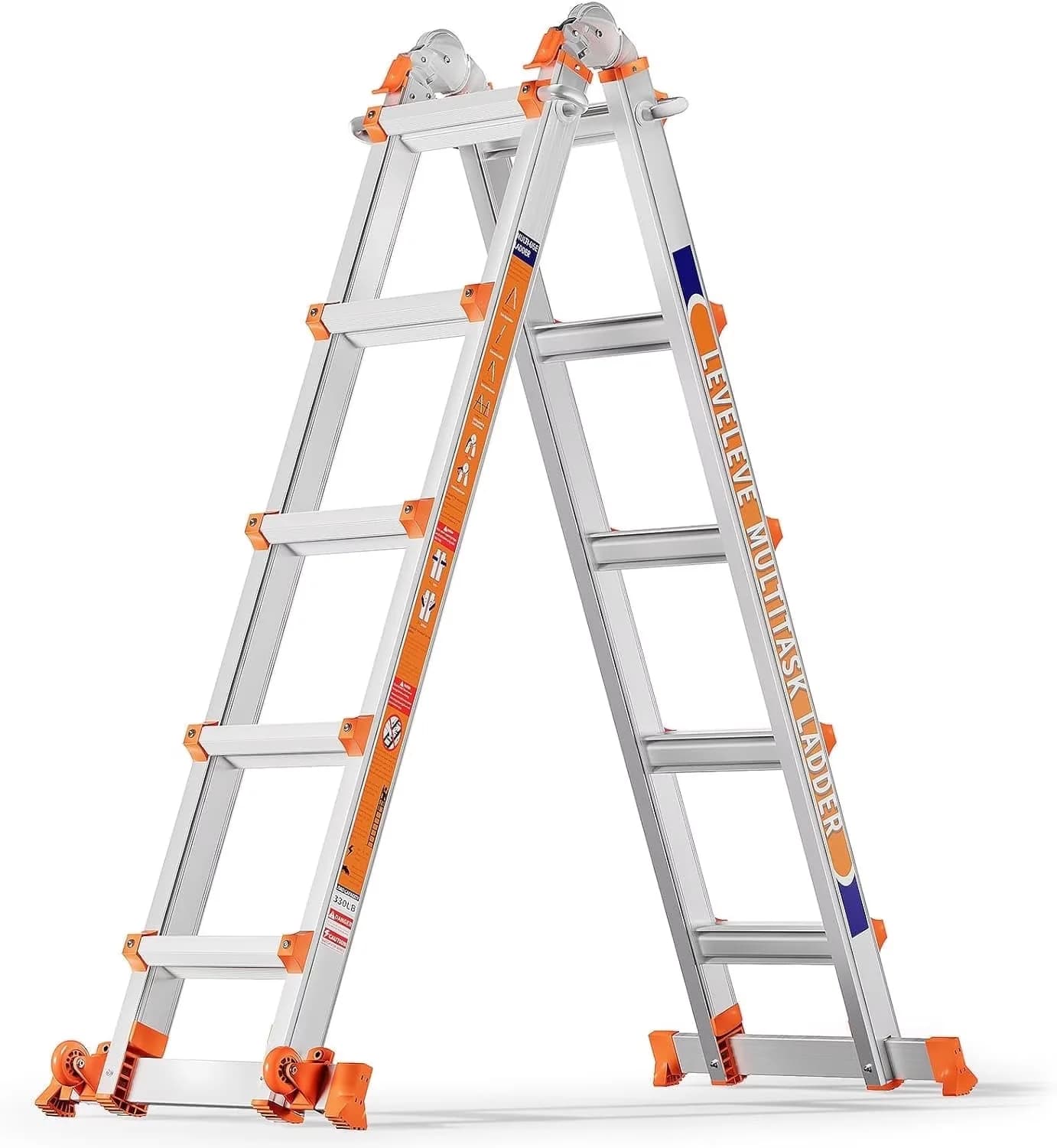 Ladders And Step Stool Compact with Ultralight Weight, 330 lbs Security Load Folding Ladder - Silver Top-Grade Industrial Aluminum... Model 9859BB