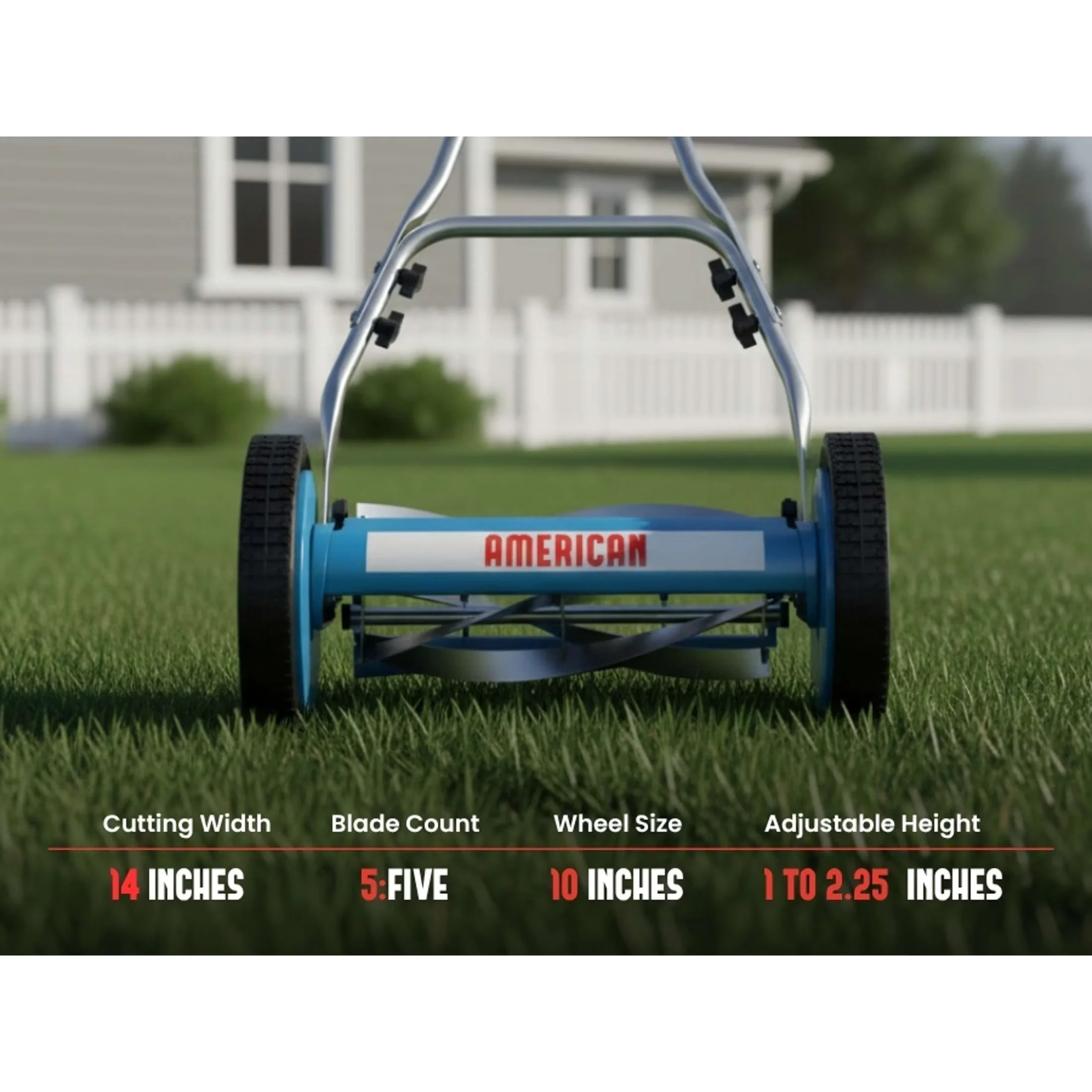 Efficient Push Mower with Mechanical, Comfort Grip, Adjustable - Blue 2205-14 Model 2ABBC9