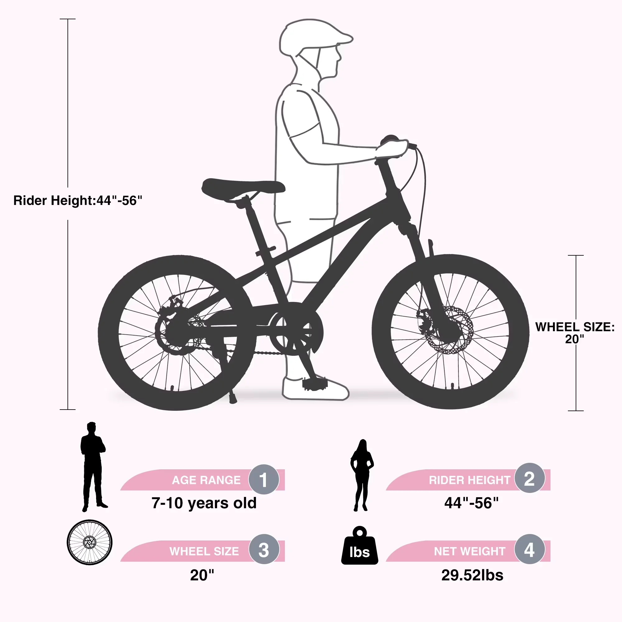 Mountain Bike Quality with Adjustable Seat, 20-Inch, Front Suspension - Pink Model 856F81