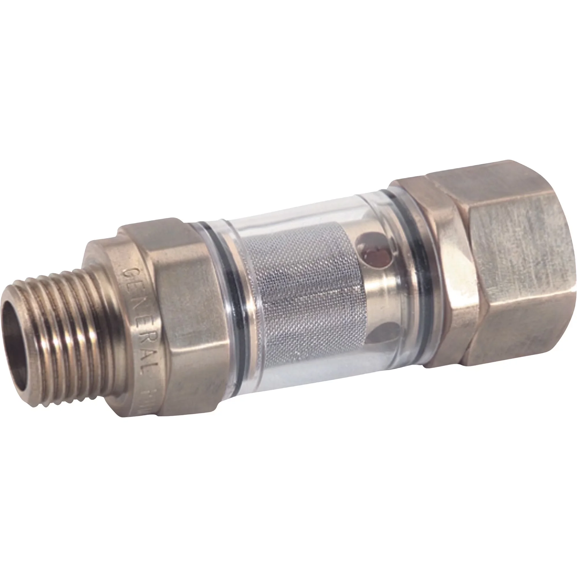 Replacement Parts Accessory Modern with Inline Water Filter, 1/2in. NPT-M x 3/4in. GH-F, Filter pulls out for easy cleaning - Brass Model 4C67BD