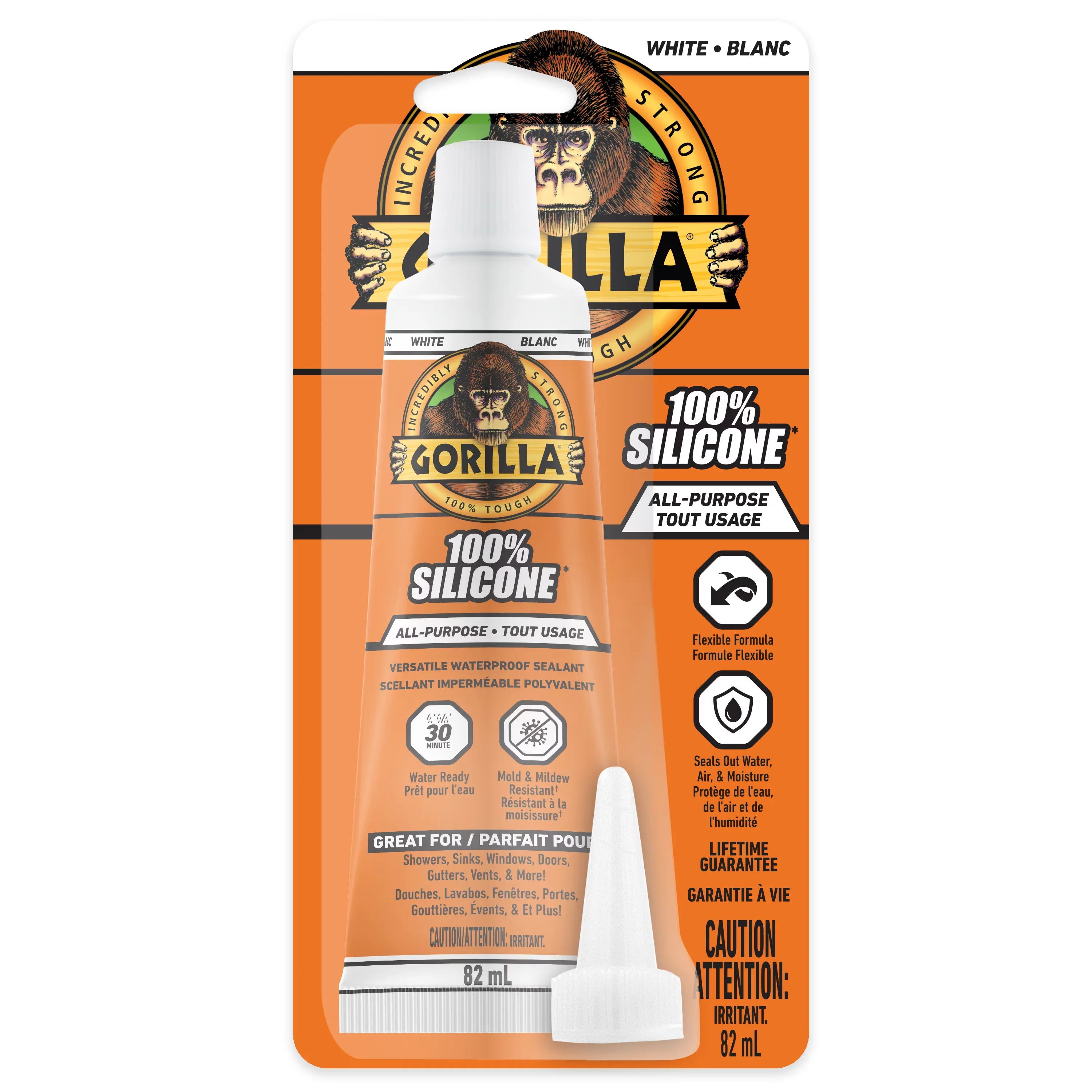 Reliable Adhesives Glues In Paint Supplies Tool with White Caulking Sealant, 2.8oz Squeeze Tube - White Silicone Model FAC500