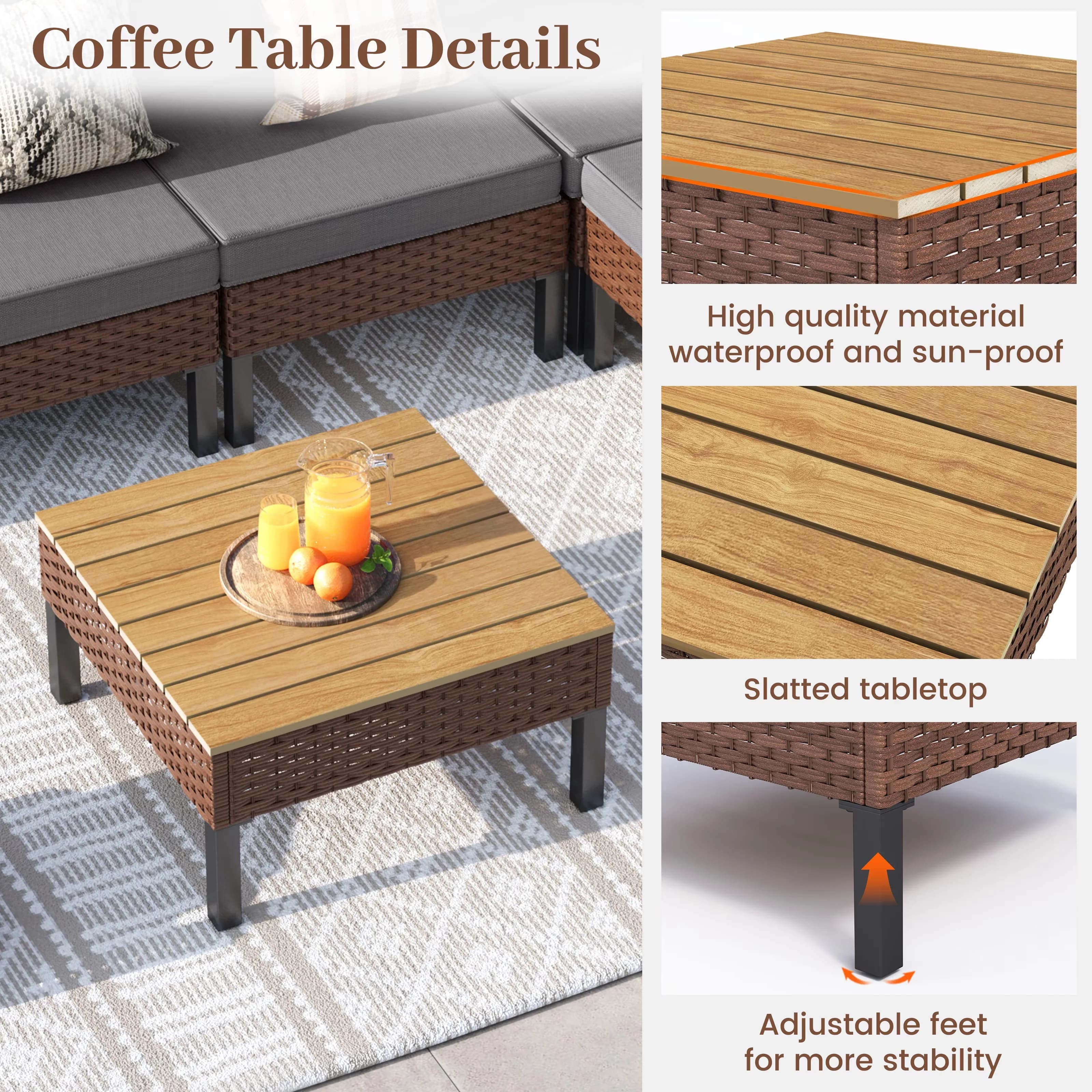 Compact Patio Conversation Set with Storage, L Shaped Sectional Sofa, Coffee Table - Gray Metal for Garden Model 264A8B