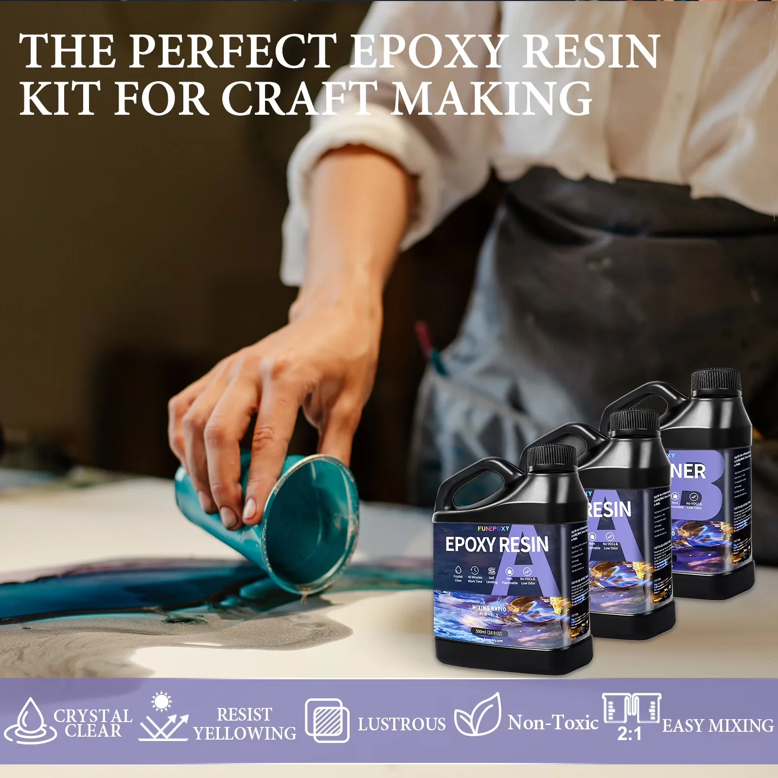 Professional Building Material with 2:1 Mix Ratio Epoxy Resin 48oz - Clear 48 oz Kit Model 427B4D