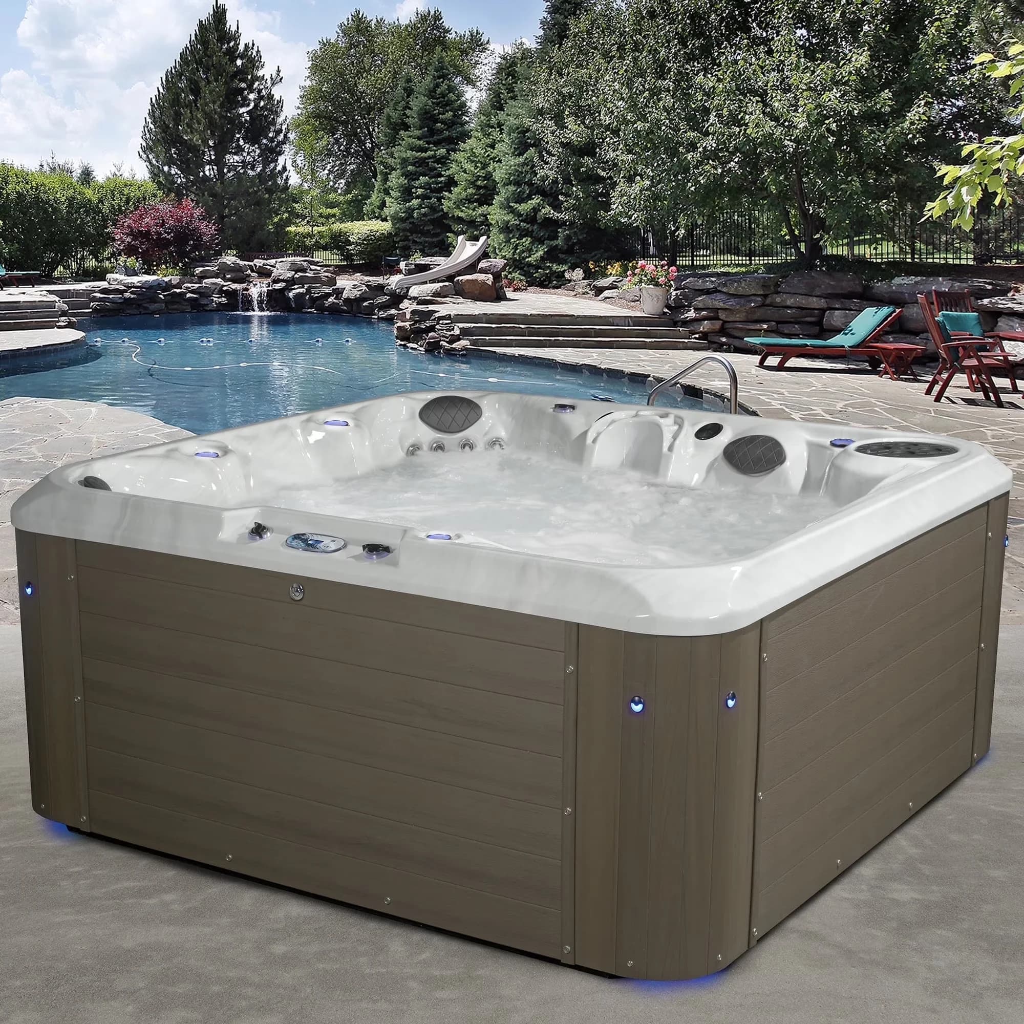 Hot Tub Sleek with Uv Resistant, Outerbanks Gray - Amplified - Quality Construction Model DB15B4
