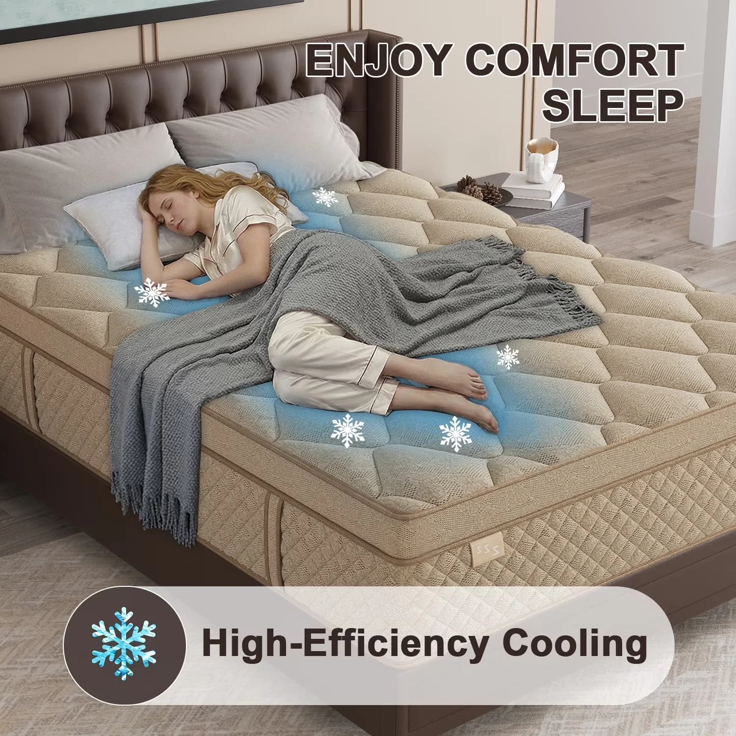 Sleek Mattresses Accessory with Mattress-In-A-Box, Queen Mattress 12inch, Safe & Healthy Materials: - Breathable Knitted... Model CB1139