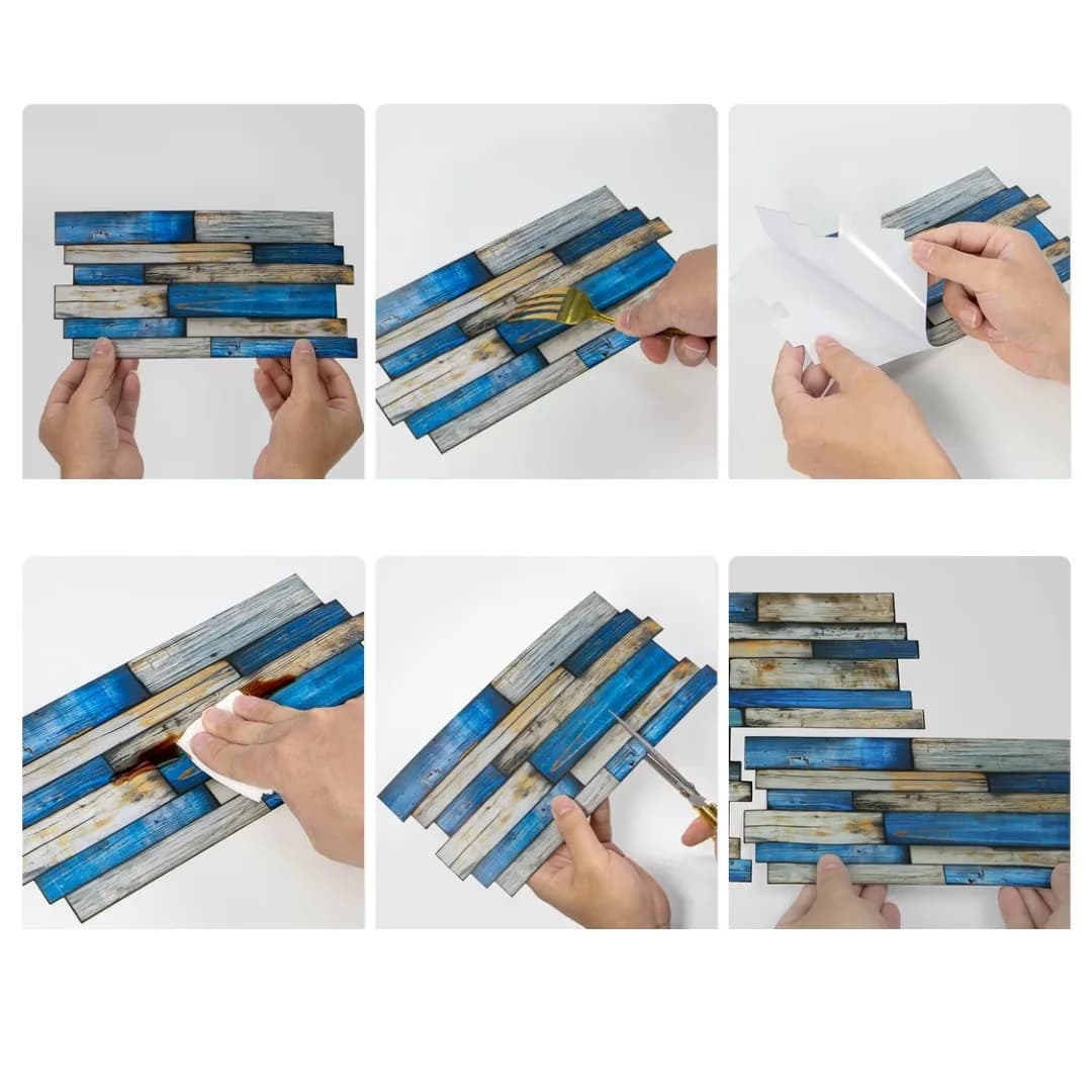 Stylish Wallpaper Wall Decals Wall Covering with Stain Resistant - Blue Gray Vinyl Model CFEEA3