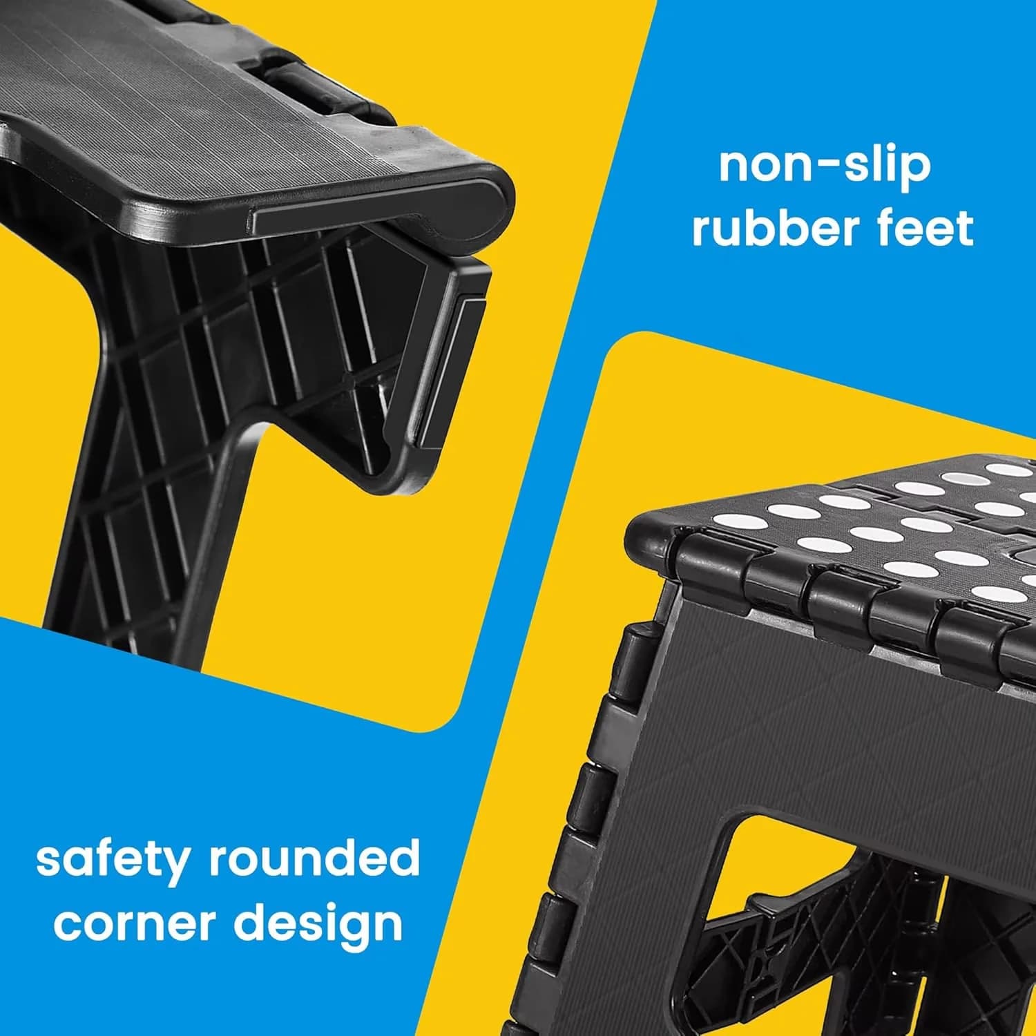 Ladders And Step Stool Classic with Anti-Slip, Foldable - Plastic Black for Kitchen, Bathroom Model F2129D