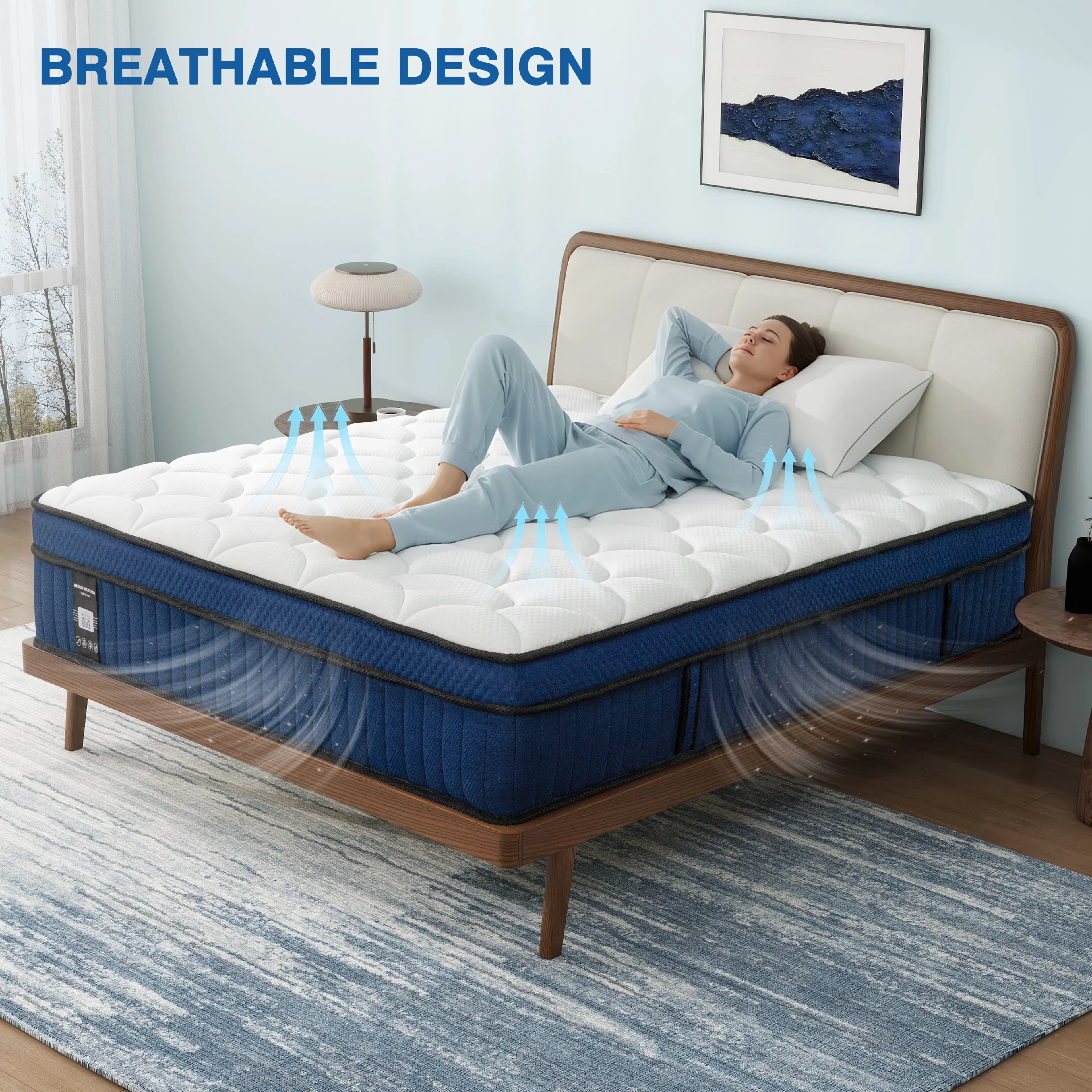 Quality Mattresses Accessory with Cooling Technology, Breathable Construction - Blue Memory Foam Model 92EC20