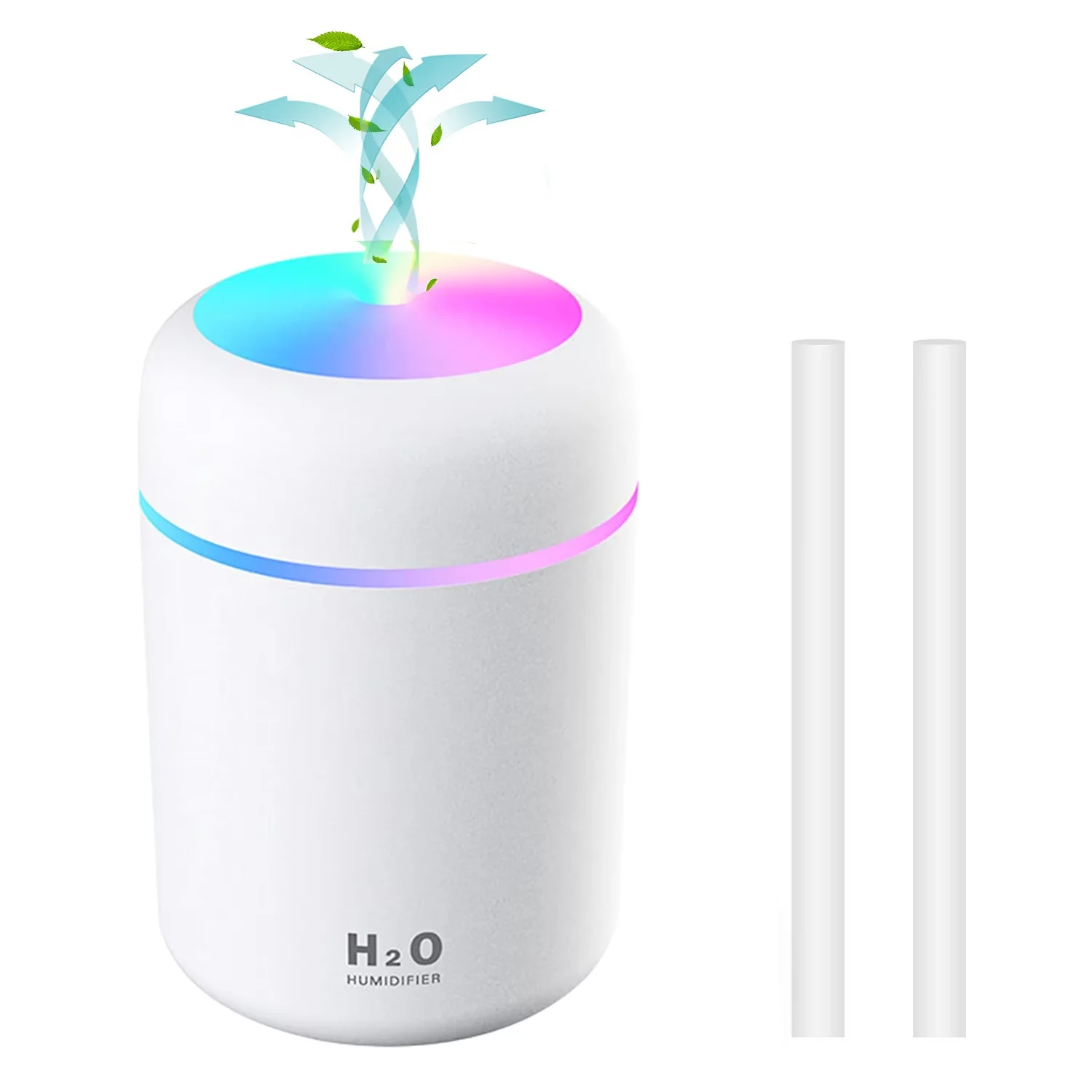 Efficient Humidifier with LED, Automatic Shut-Off, USB Charging - White Model 43742A