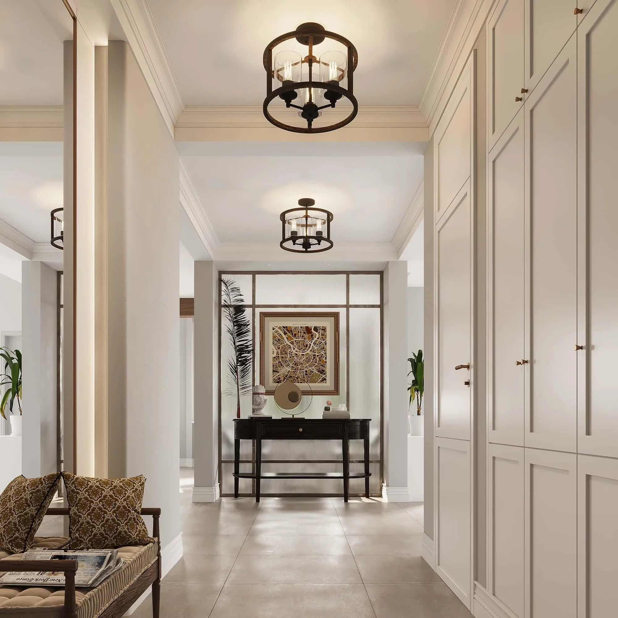 Essential Ceiling Lights Fixture with Farmhouse, Dimmable - Steel Gold Model F11448