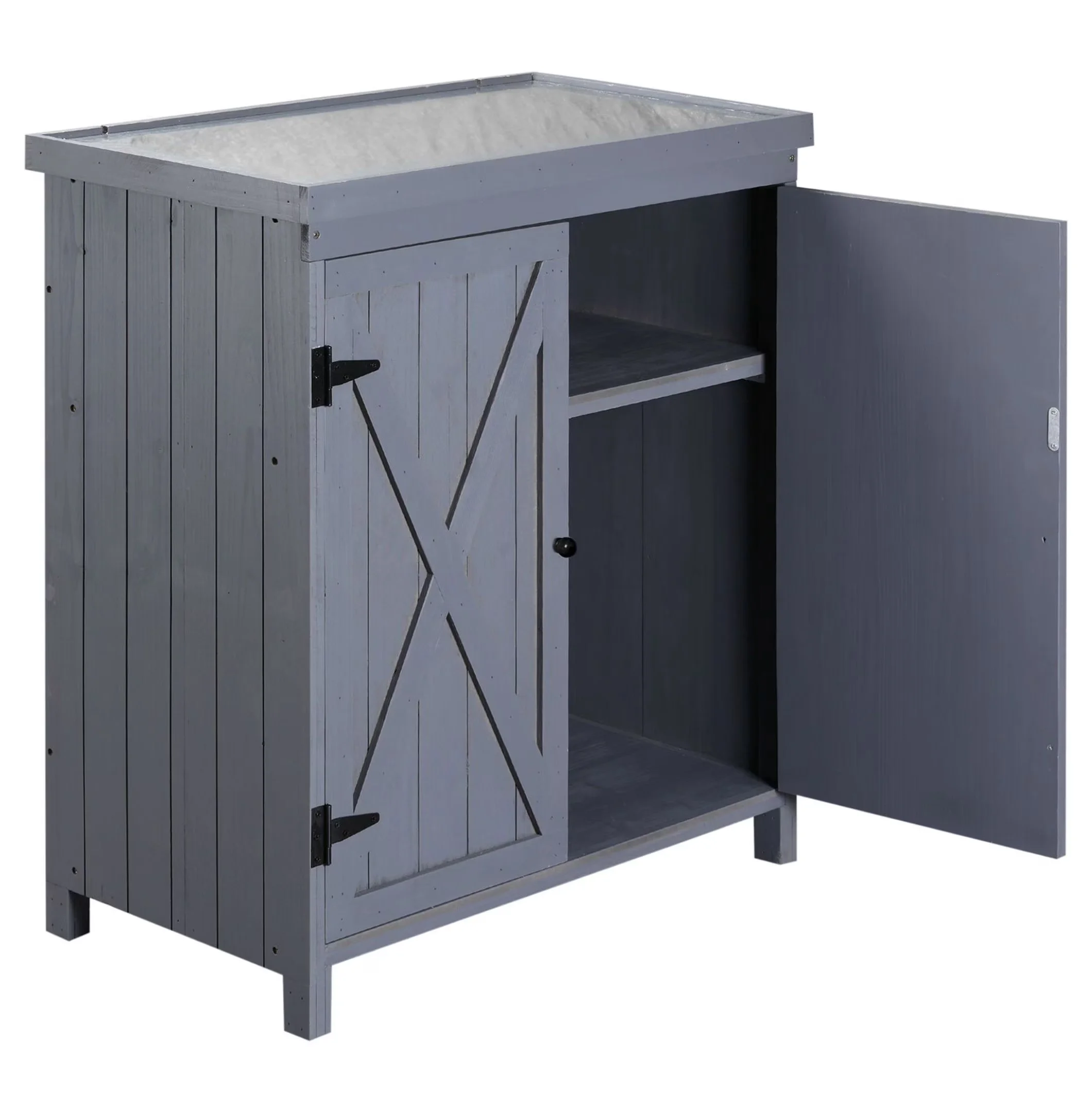 Stylish Shed with Rust Resistant, Patio Storage Cabinet, Rust-Proof - Solid Fir Wood,Steel Grey Model 14FCDE