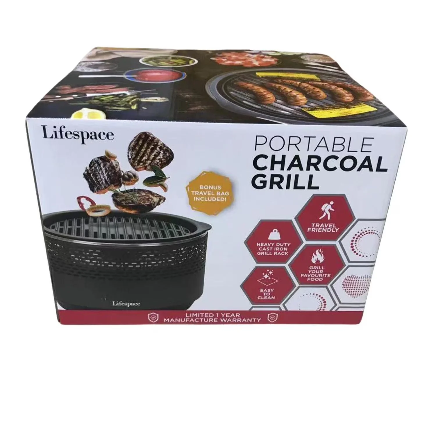 Charcoal Grill Sleek with Portable, Portable Lightweight, Easy to clean - Black Metal Model 08621A