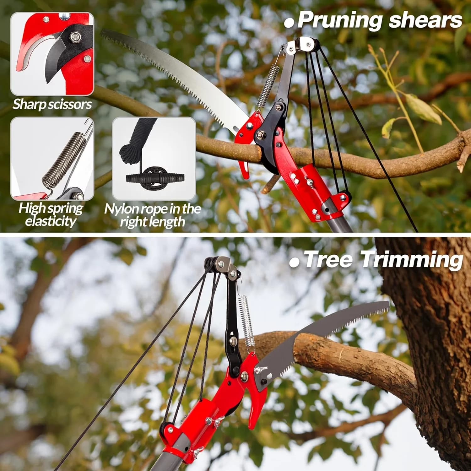 Quality Pole Saw with Telescoping, Durable Tree Pruner, 10ft Telescopic for Garden - Model F0265F
