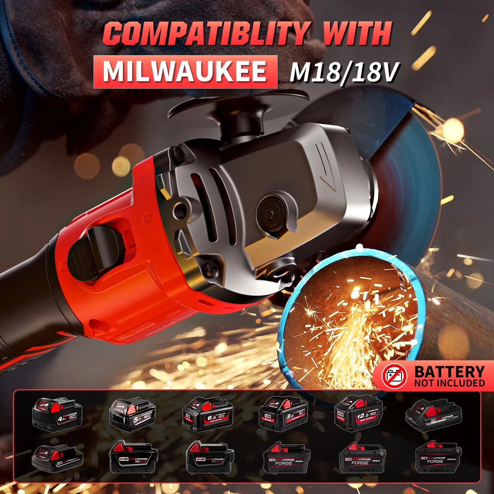 Sleek Woodworking with Battery, 18V, Brushless Cordless Angle Grinder 4-1/2" - Model FA46F9
