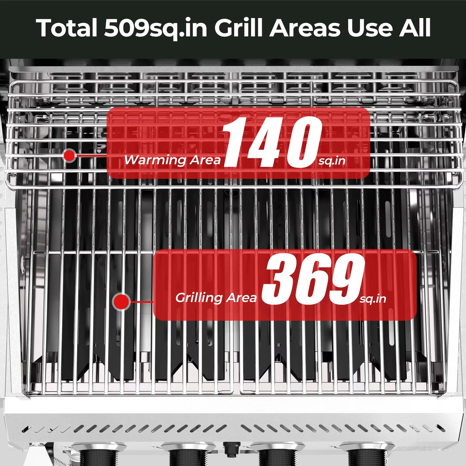 Gas Grill Reliable with 32000 BTU, Grease Pan, Heat Thermometer - Steel White Model D7AB6E