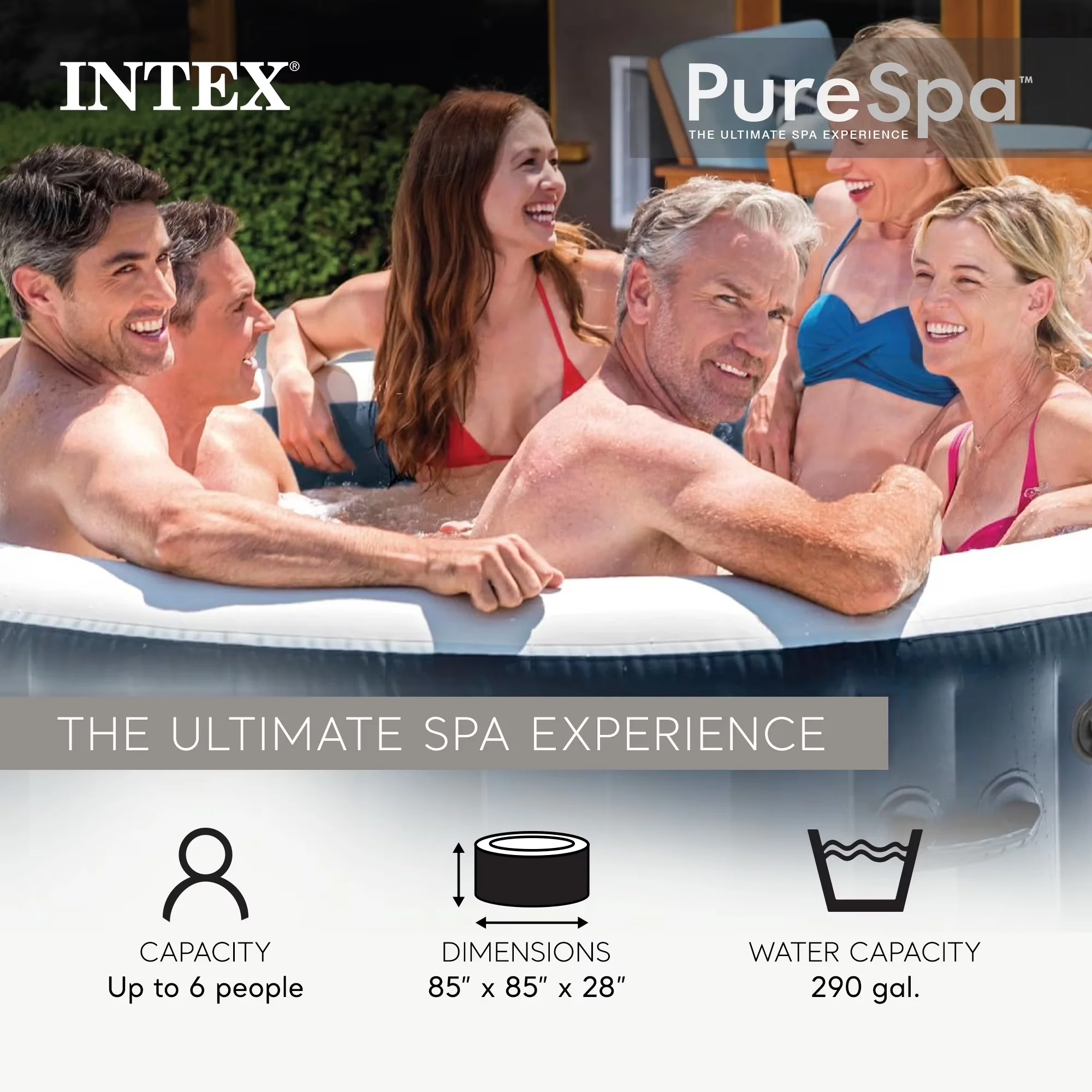 Reliable Hot Tub with Inflatable, 85" x 28", Energy Efficient Cover - Blue Model 36B797