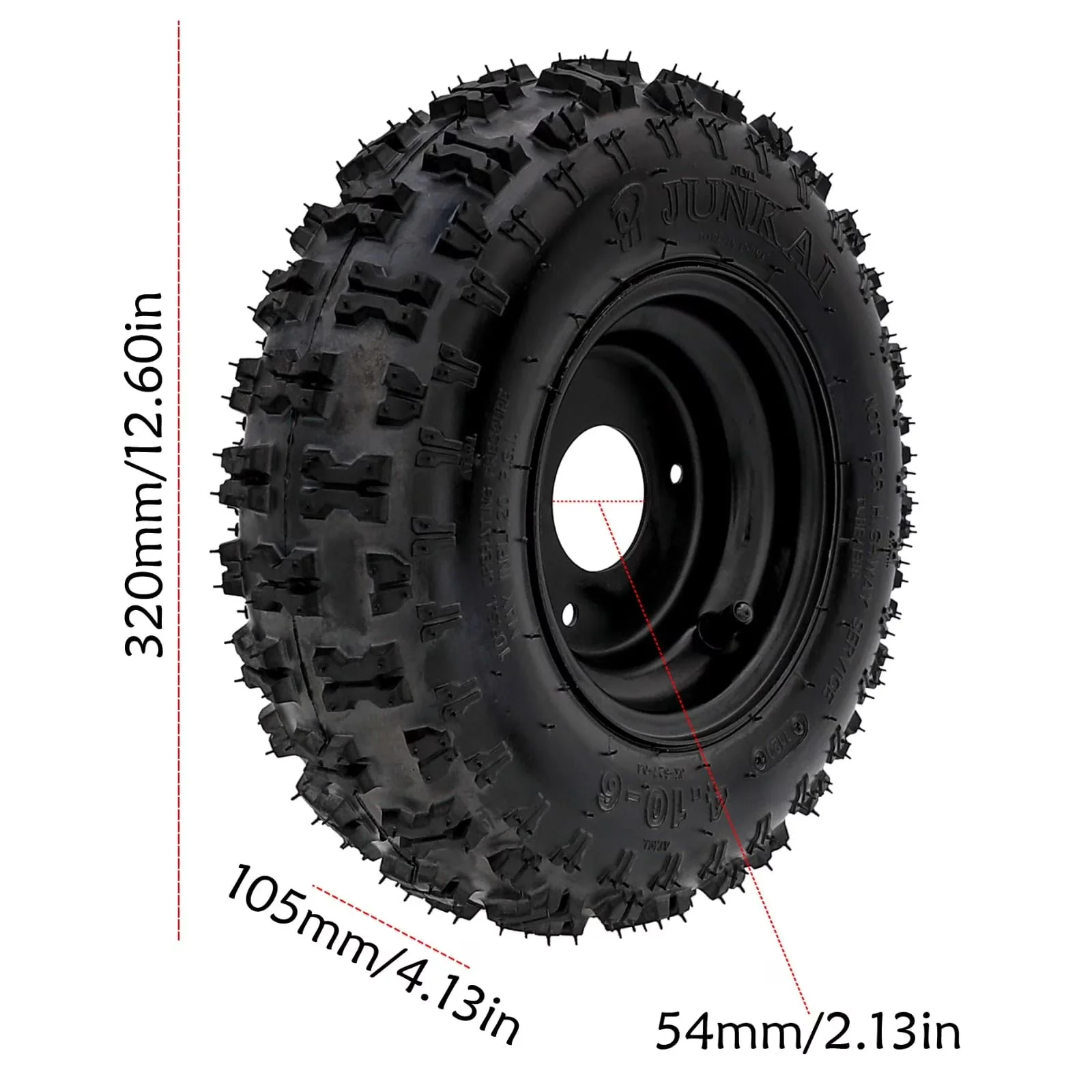 Durable Golf Cart Tire with Mounting hole eye to eye: 3.07''(78mm) - 10-6 Model 5E98BD