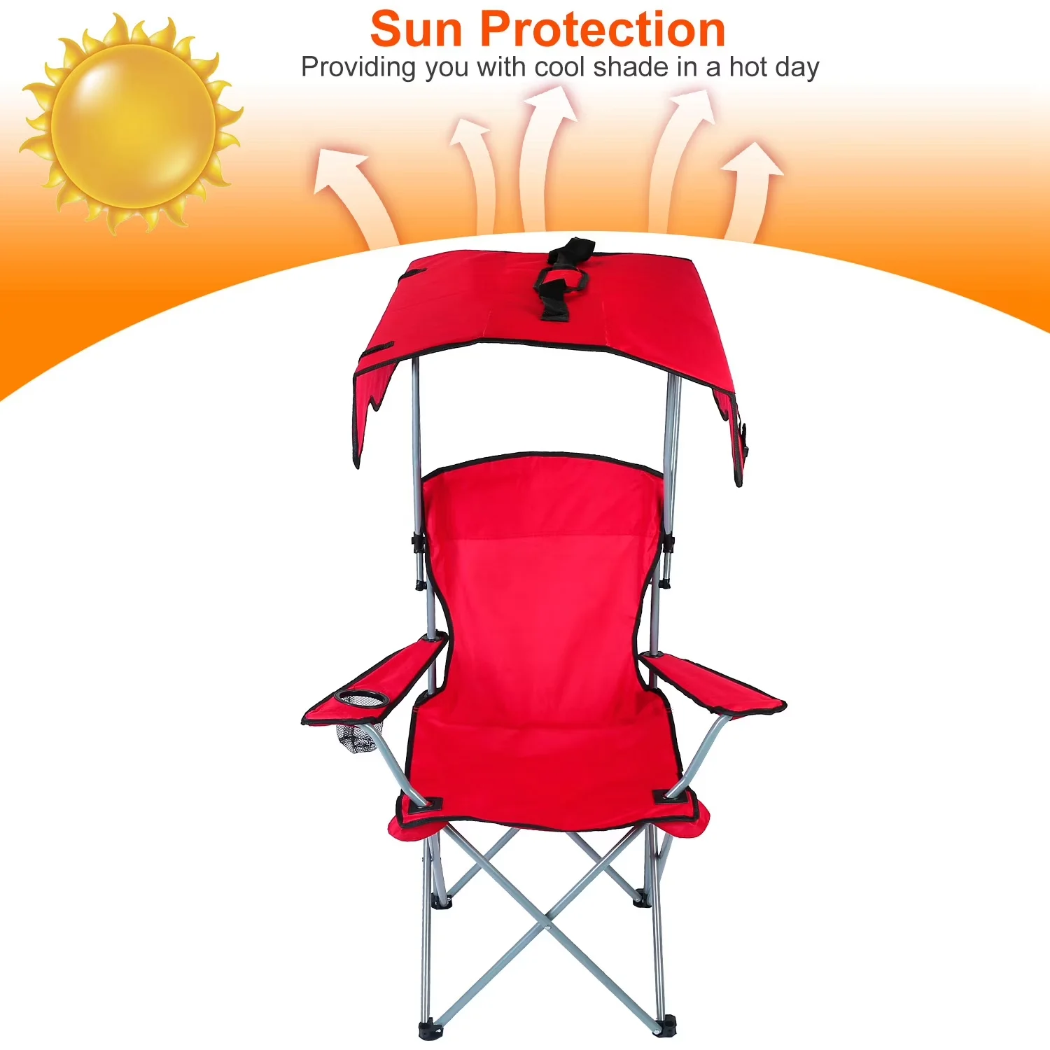 Reliable Beach Chair with Foldable, Portable, Cup Holder - Steel - Contemporary Style Model 69C68D