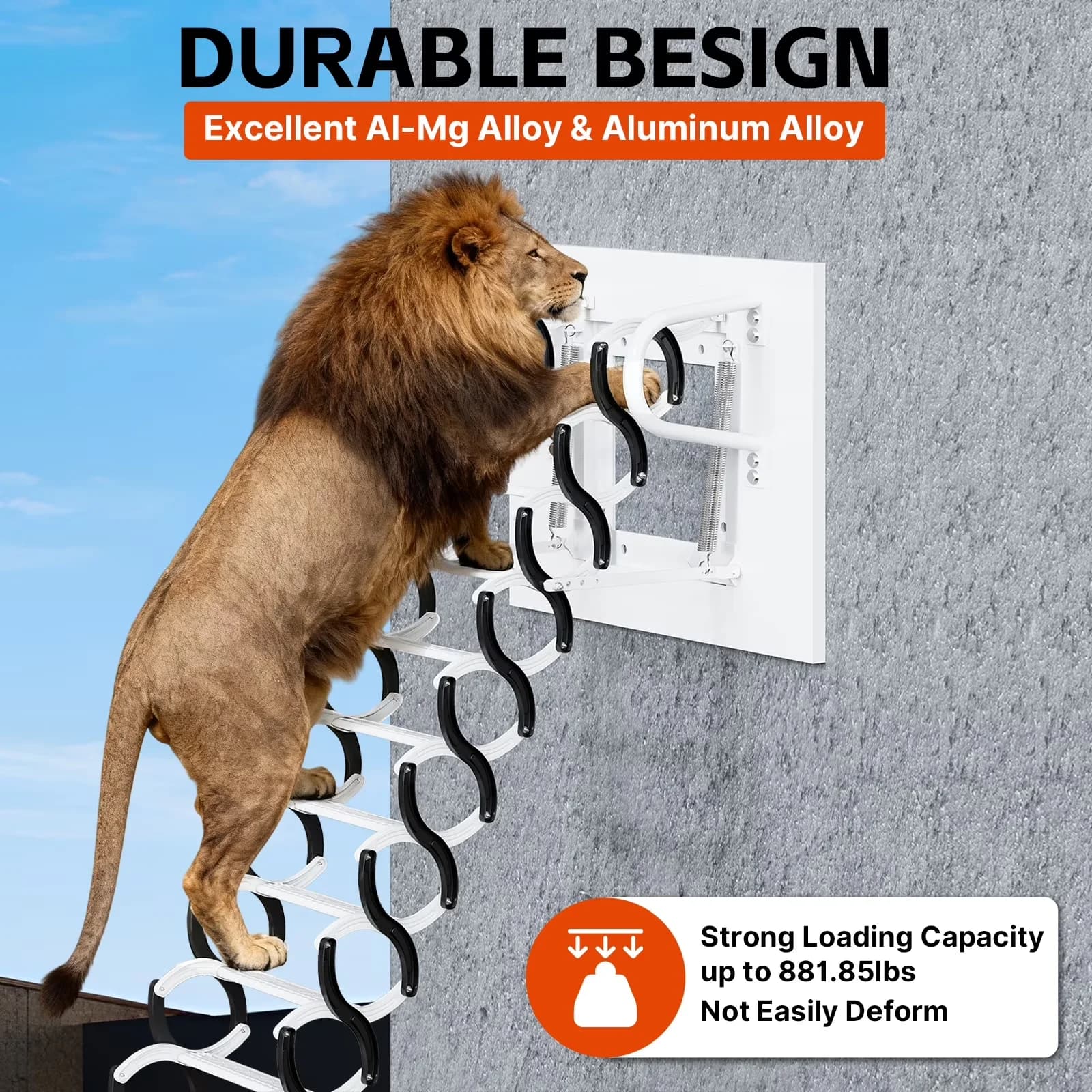 Premium Ladders And Step Stool with Waterproof, Easy To Clean, Adjustable - High Manganese Steel Material, Anti-Rust Coating White Model F61334