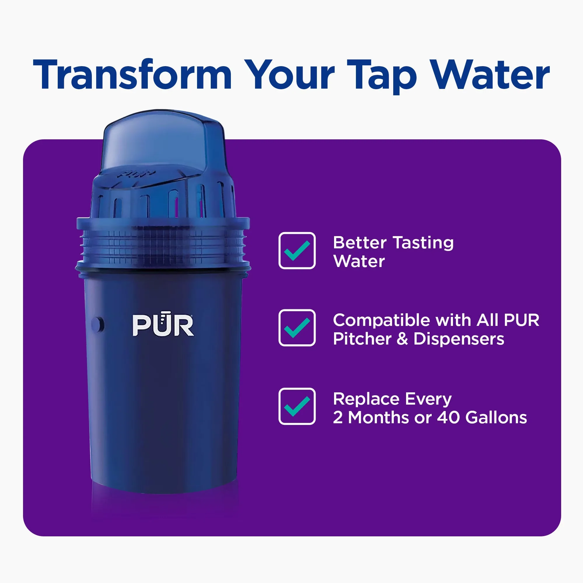 Stylish Water Filtration with Pitcher Replacement Filter, Filters twice as fast.***, 1 Pack - Model 305A92