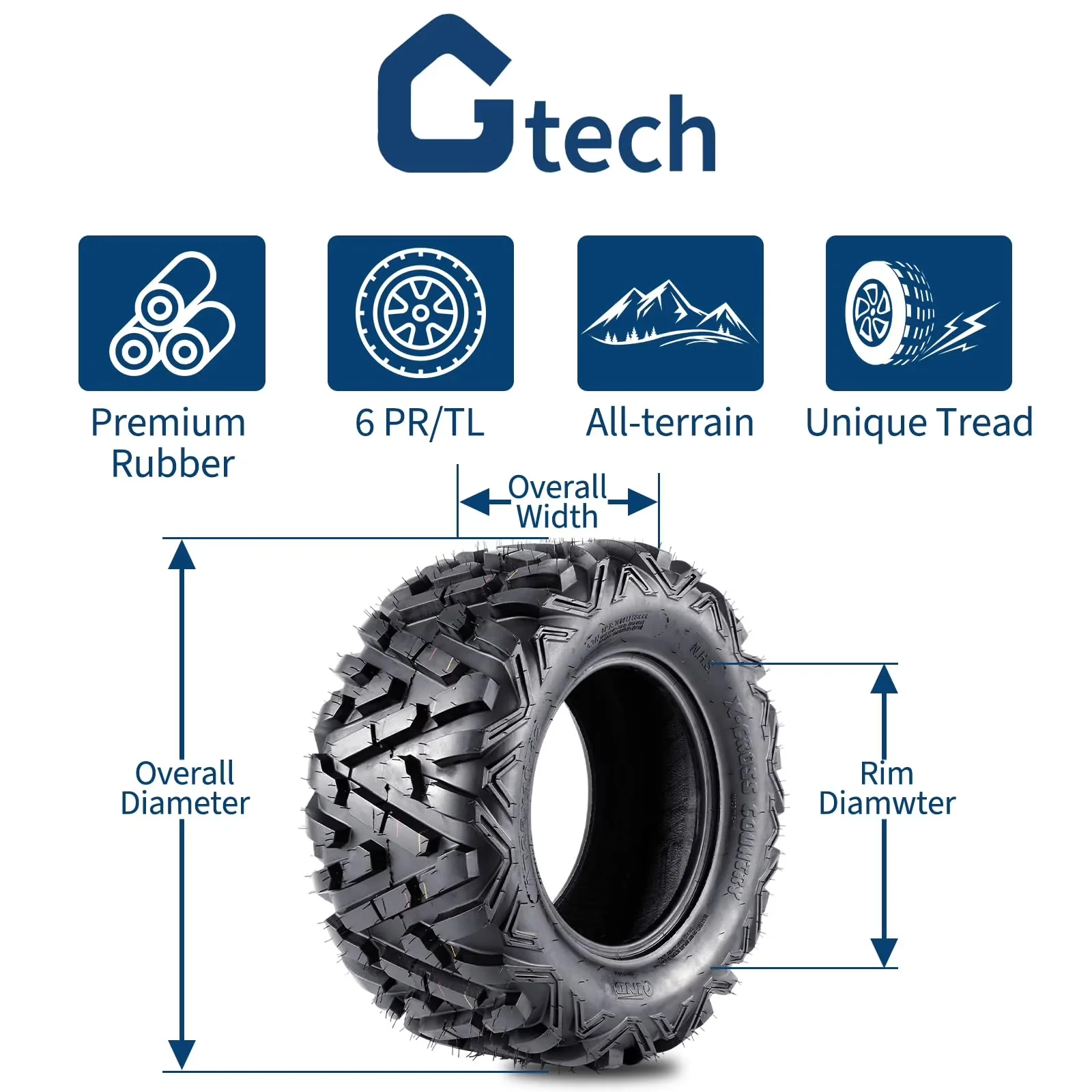 Atv Tire Stylish with All-Weather, Optimal Size and Fit:, 6PR Tubeless - Model BC5C90