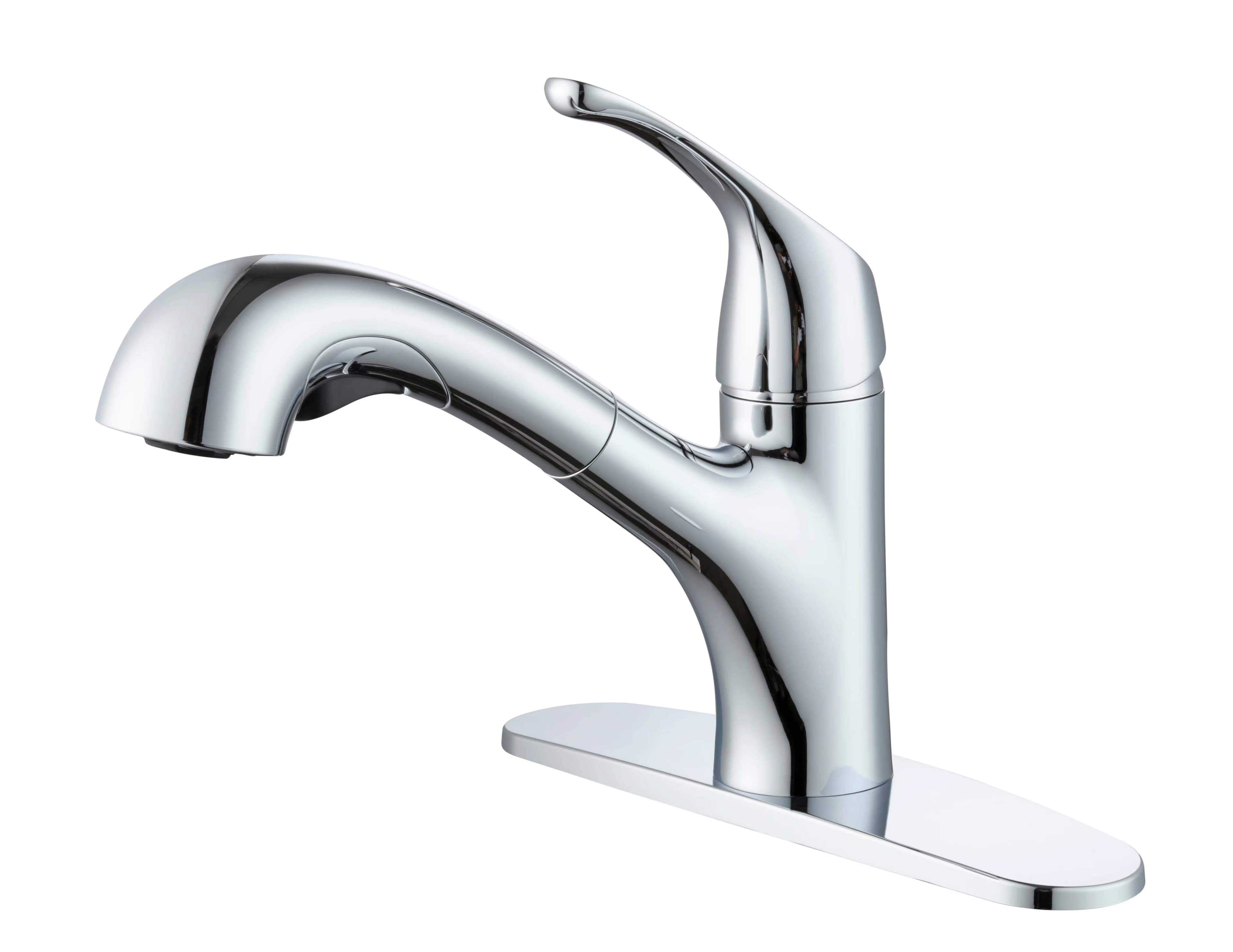 Essential Kitchen Renovation with Pull Out Faucet in Chrome, 2-function pull out sprayer - Hybrid, Zinc Model D4E51F