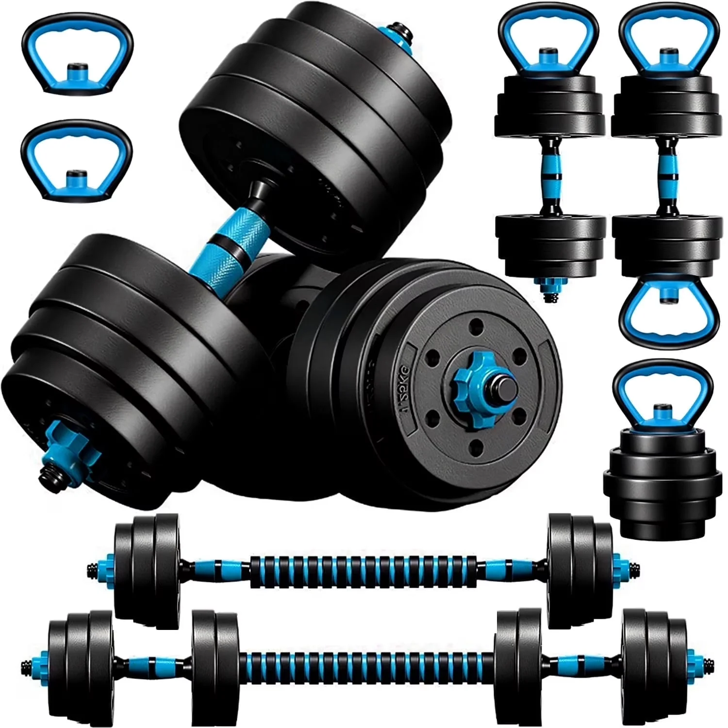 Quality Home Gym with Stain Resistant, Push up Stand and Barbell Set - Alloy Steel Blue Model 36202A