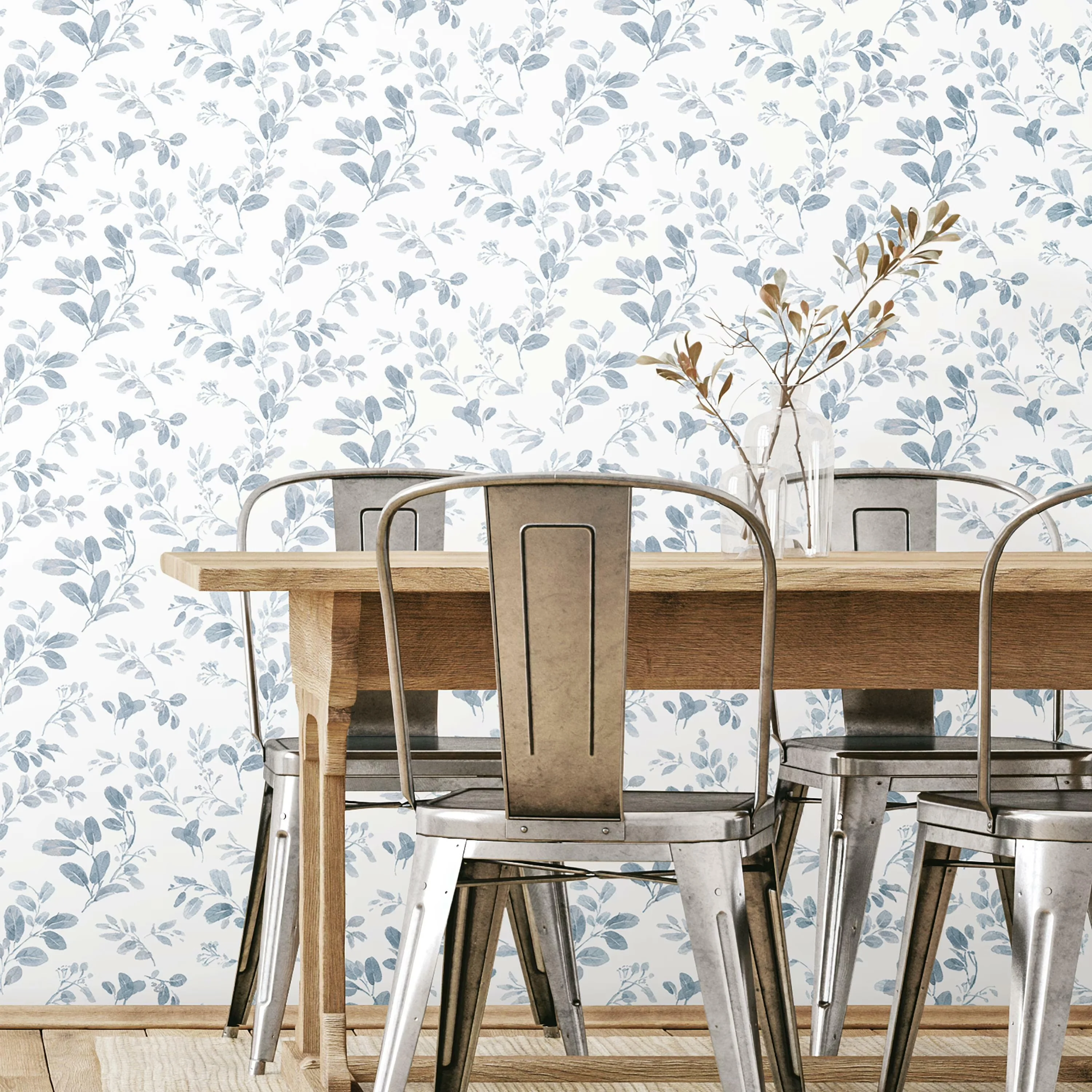 Wallpaper Compact with Removable, Leaves no sticky residue on the surface - Vinyl Blue Model A32572