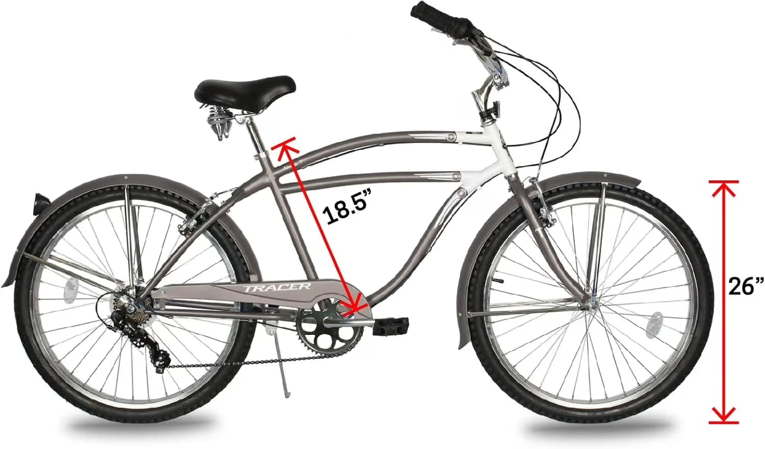 Premium Cruiser Bike with Adjustable Seat Height, Adjustable Speed - Matte Grey Model FE5EB3