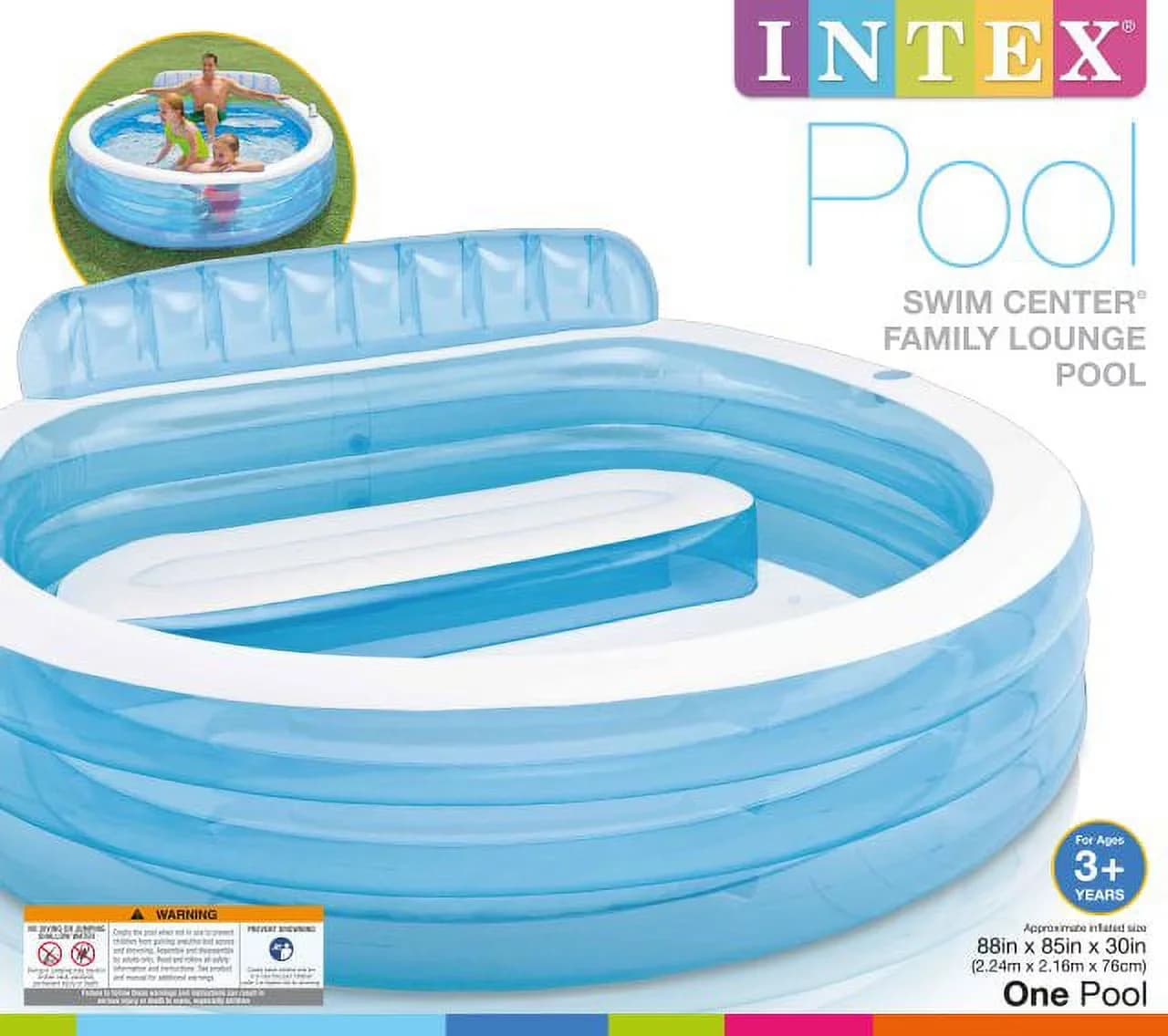 Inflatable Pool Efficient with Swim Center Family Lounge, 13ga vinyl - Blue Model ABBC90