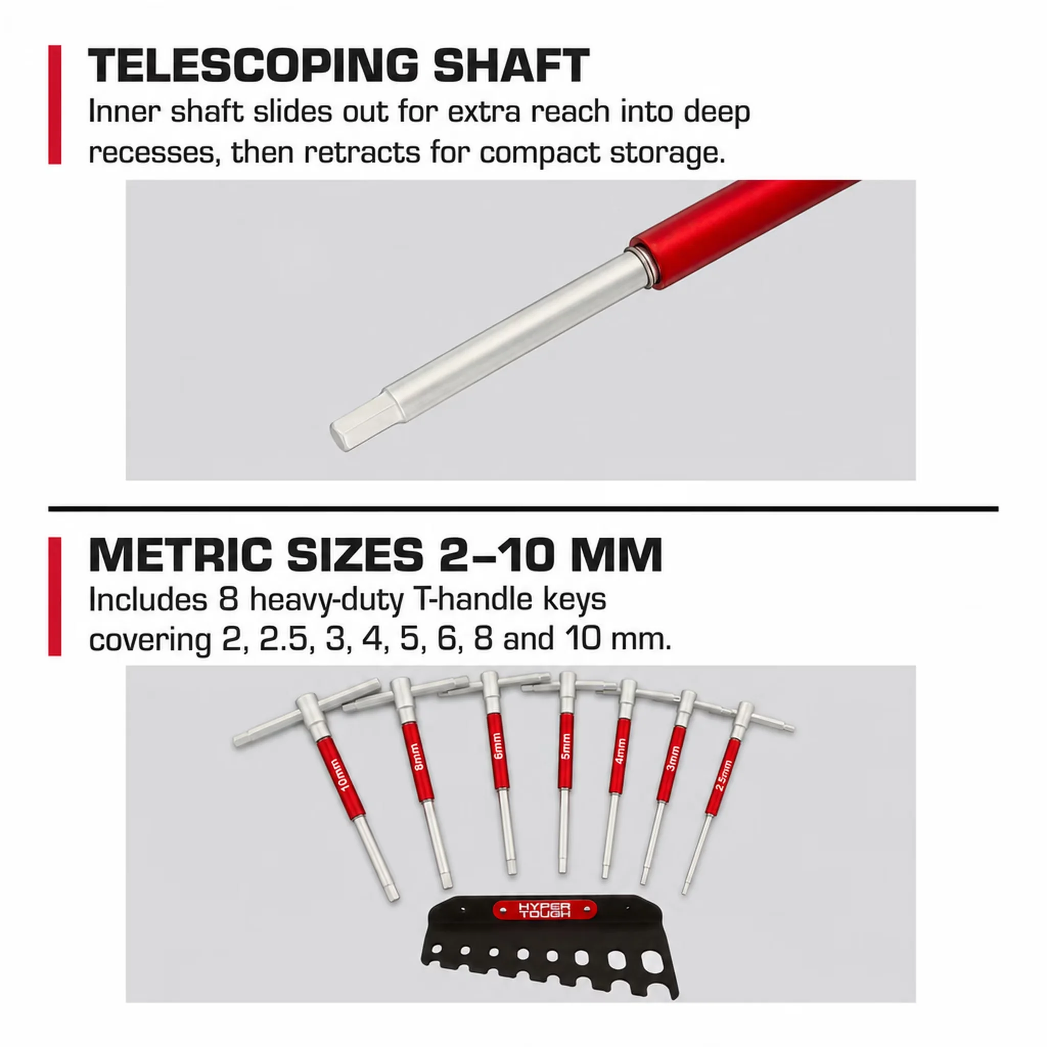 Modern Hand Tool with 8 Pieces, Heavy-Duty T-Handle Hex Key Set - Red for Home and Office Model 010F15