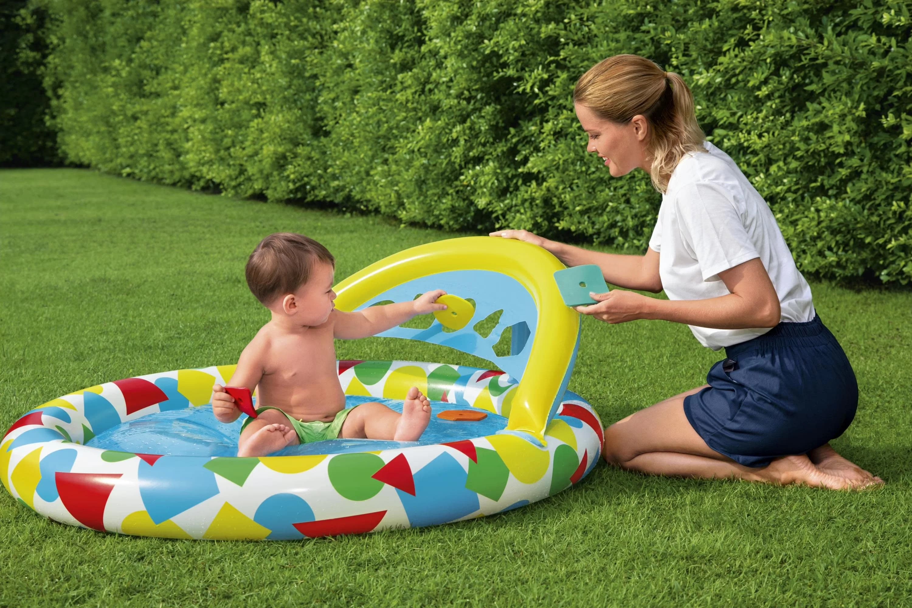 Modern Inflatable Pool with Splash & Learn Kiddie 47” x 46” x 18”, Perfect for kids, ages 4+ months, Quick and easy setup process -... Model 850729