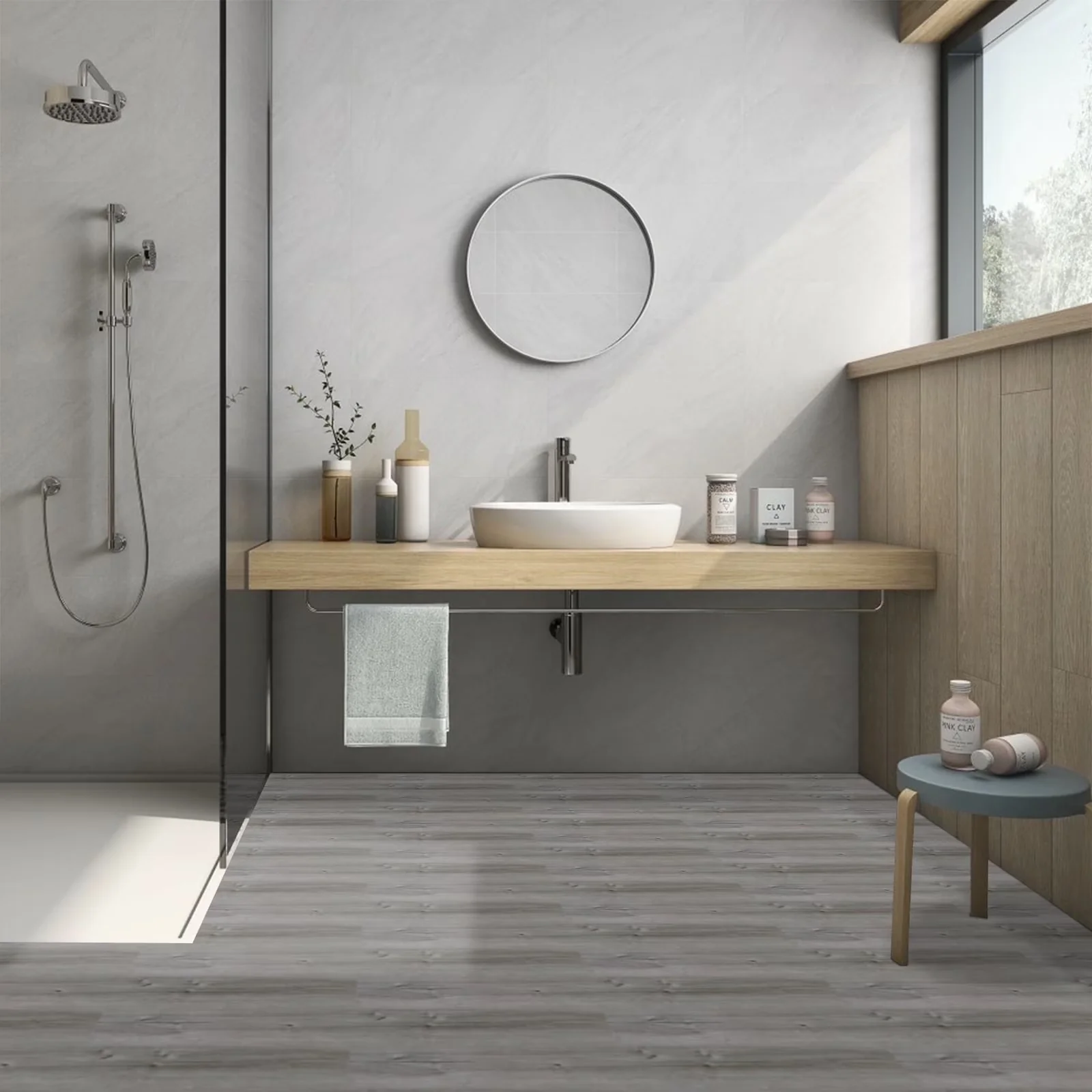 Classic Grey Vinyl Flooring Vinyl Plank Flooring with Waterproof, Easy To Clean - Pvc Gray Model 5DC26F