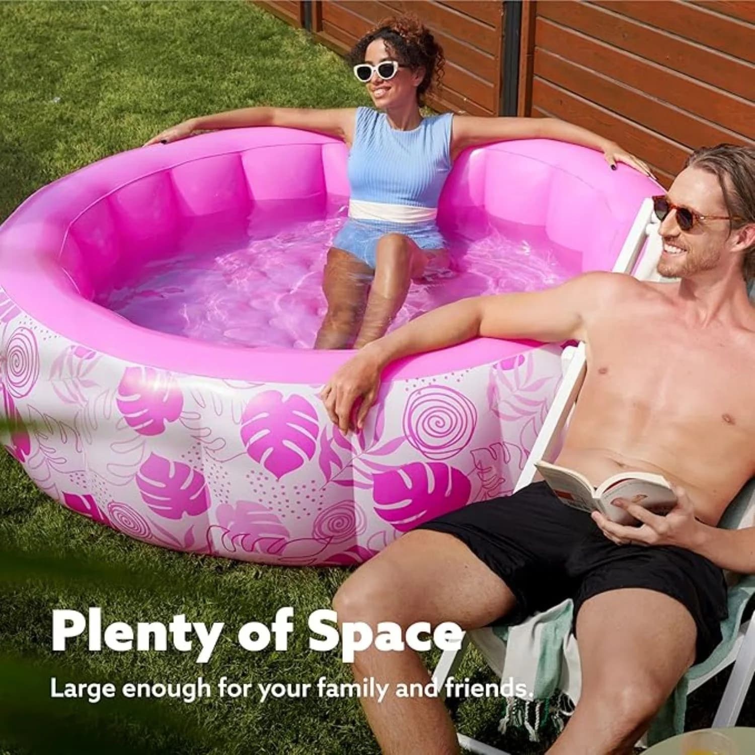 Inflatable Pool Quality with Puncture Resistant, Comfortable Backrest, Swimming - Blue for Party, Garden Model 2513DB