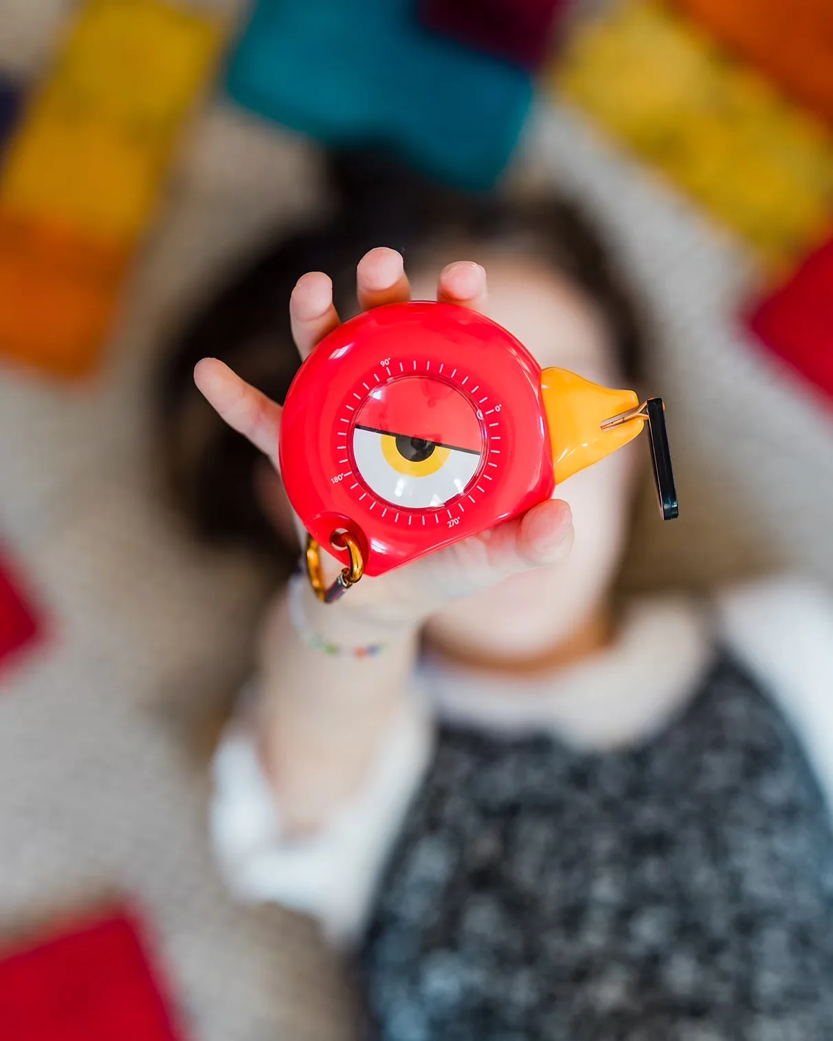 Durable Measuring Layout with Retractable 8ft Bird Tape STEM Toy, Red - Red Kid-Safe Plastic Model 209EE5