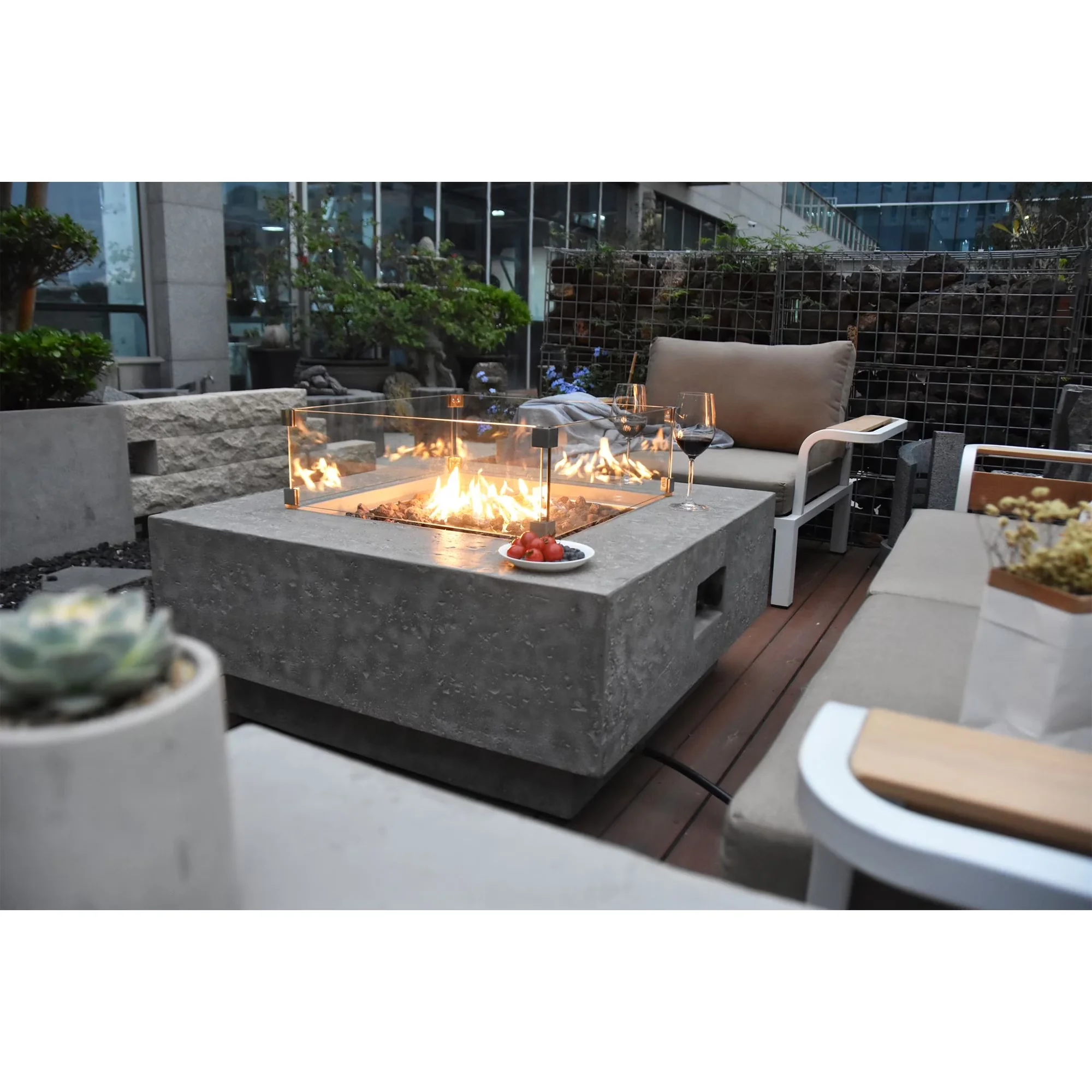 Outdoor Heating Modern with 45000 BTU - Gfrc Off-White Manhattan - Space-Saving Design Model 5A5A3A
