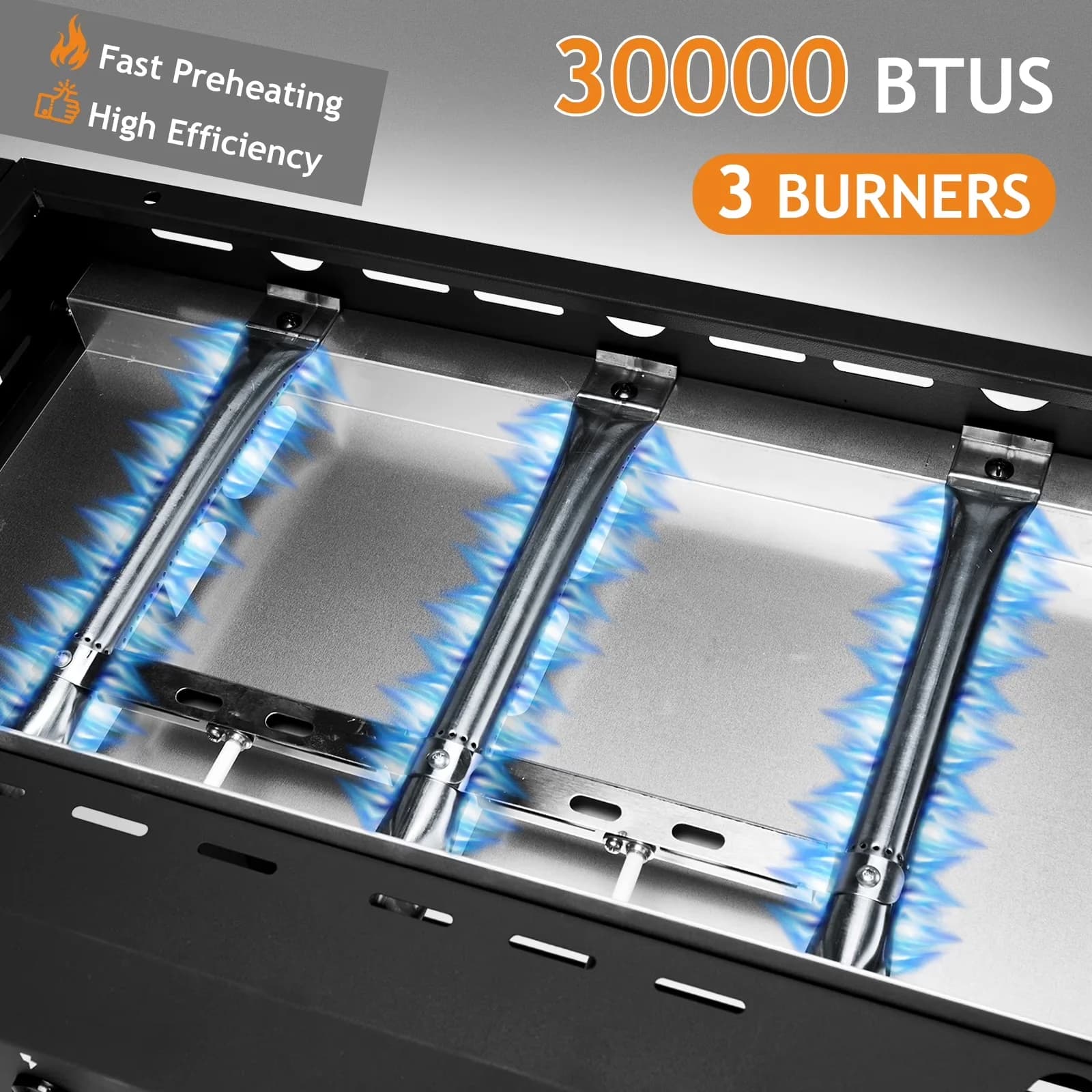 Premium Flat Top Grill with 30000 BTU, Portable, 3 Burner Propane Griddle Gas 30000 BTU - Enamel Model 1EFEB5