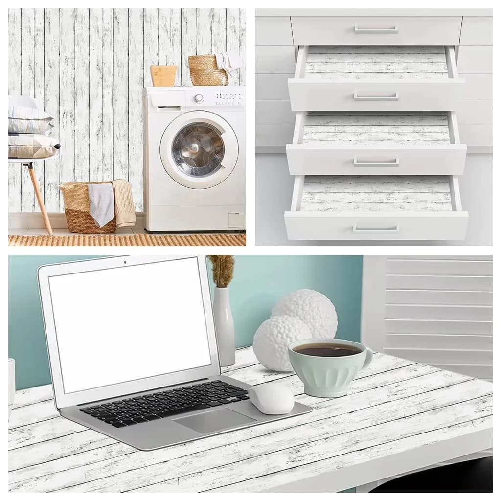 Premium Wallpaper Wall Decals Wall Covering with Easy To Clean, Waterproof, Wood Contact Paper White - Pvc 17" x 120" Model 8D9C9C