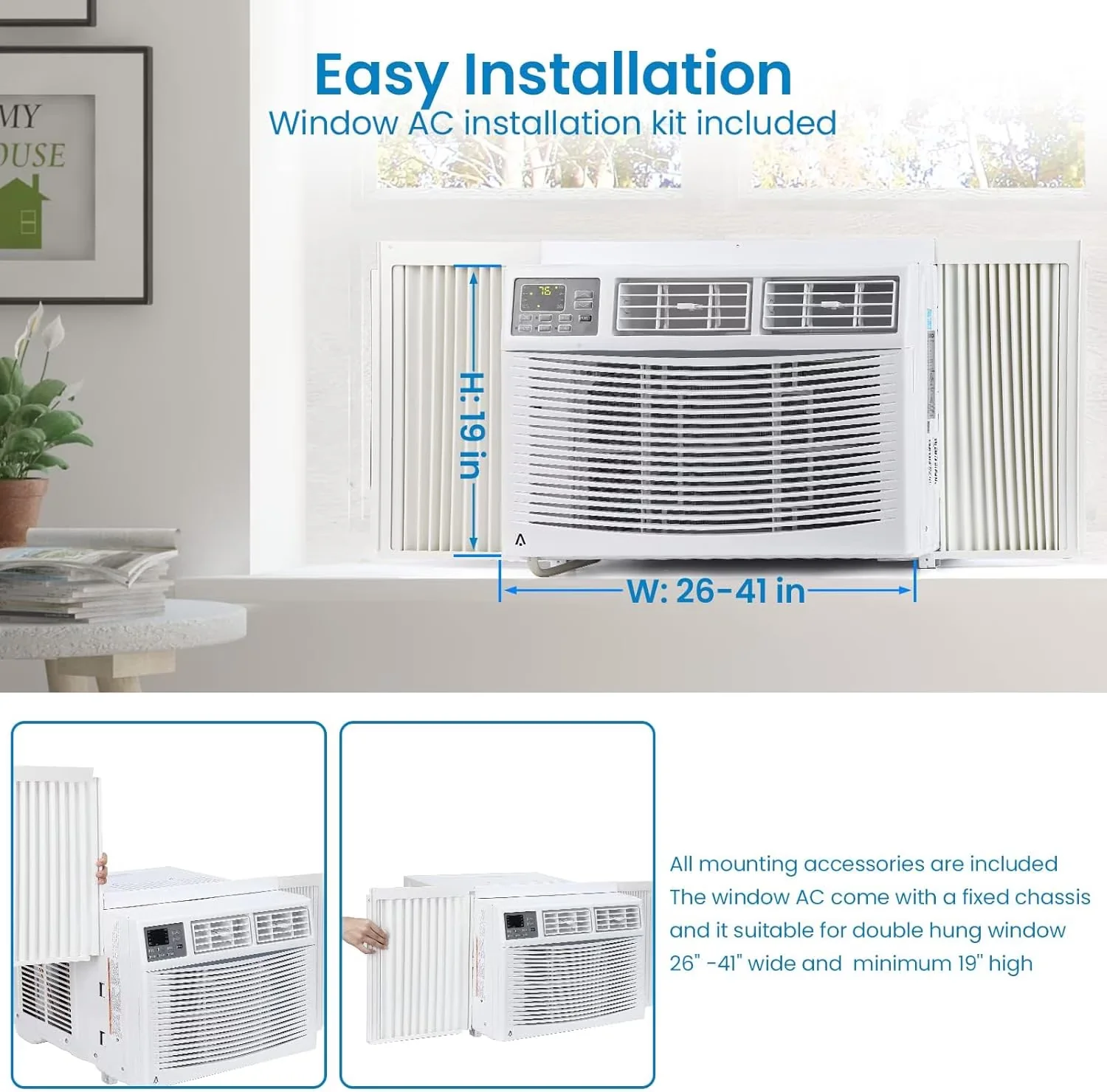 Stylish Air Conditioner with Timer, Wi-Fi Capable, Sleep Mode - BTUs - Modern Design Model A5BCF6