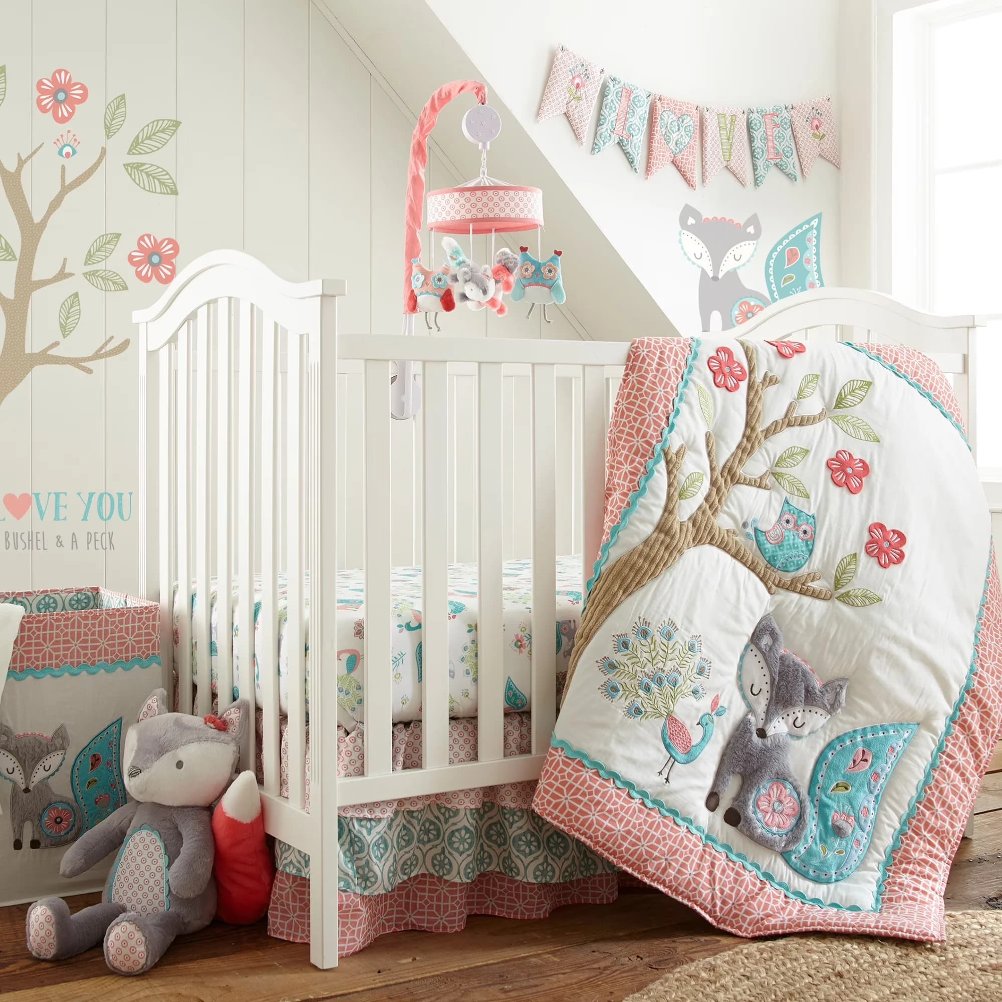 Lamp Reliable with Modern, Hypoallergenic, Fiona 5 Piece Crib Bedding Set - Model 82EE5F