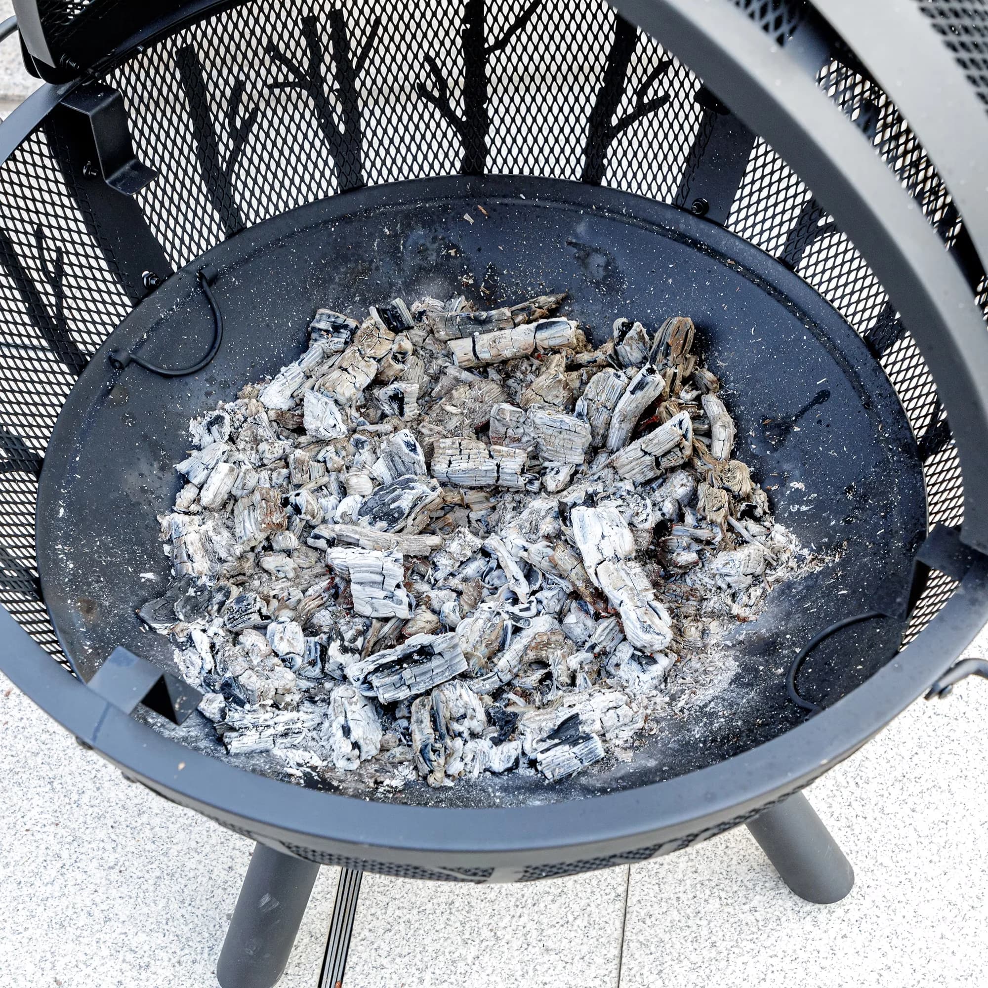 Outdoor Heating Professional with Portable, Grill, 35 inch Metal Ball Fire Pit - Black Steel, Iron for Patio Model DFB0B3