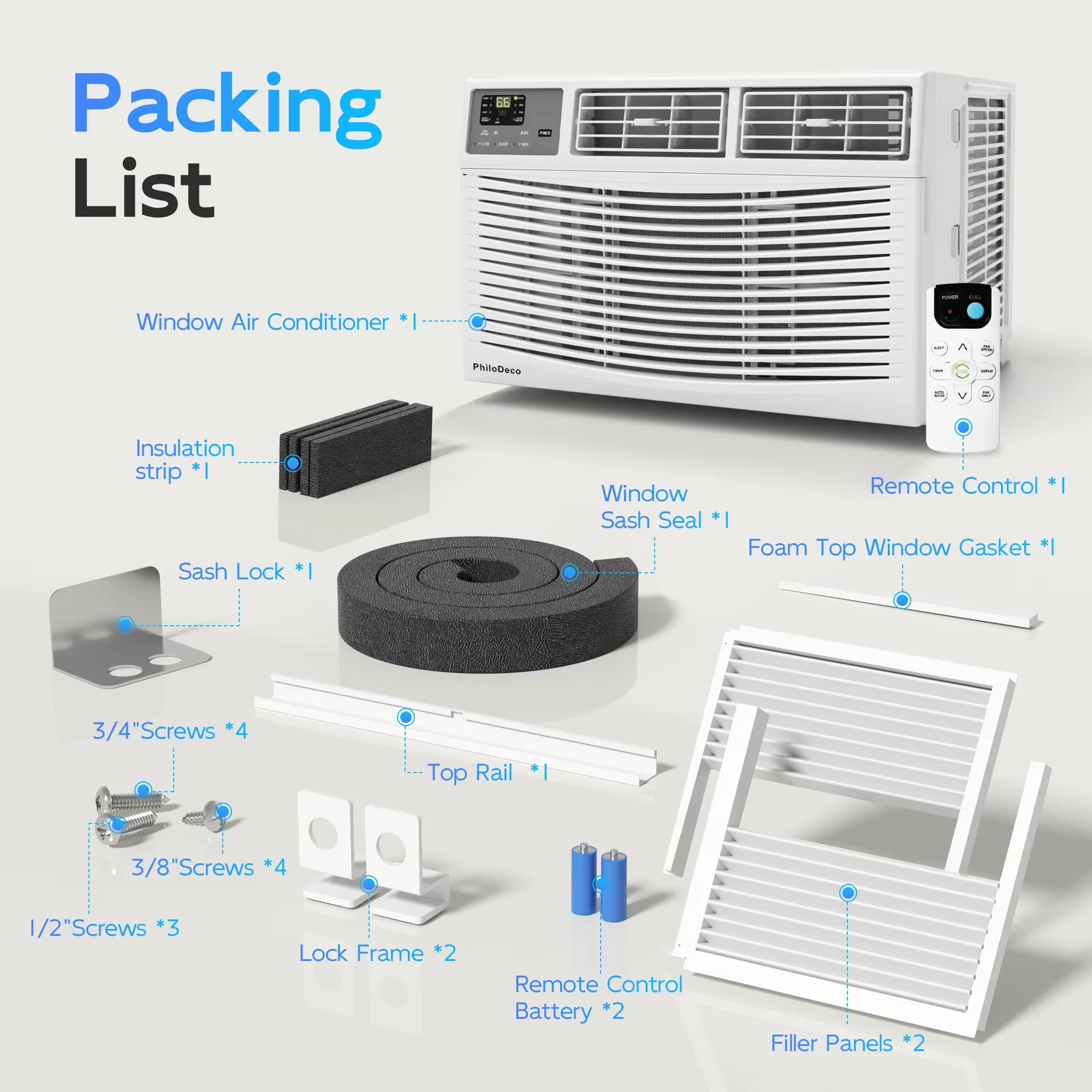 Quality Air Conditioner with LED, 8000 BTU, Remote Controlled - Window Model 862F7F