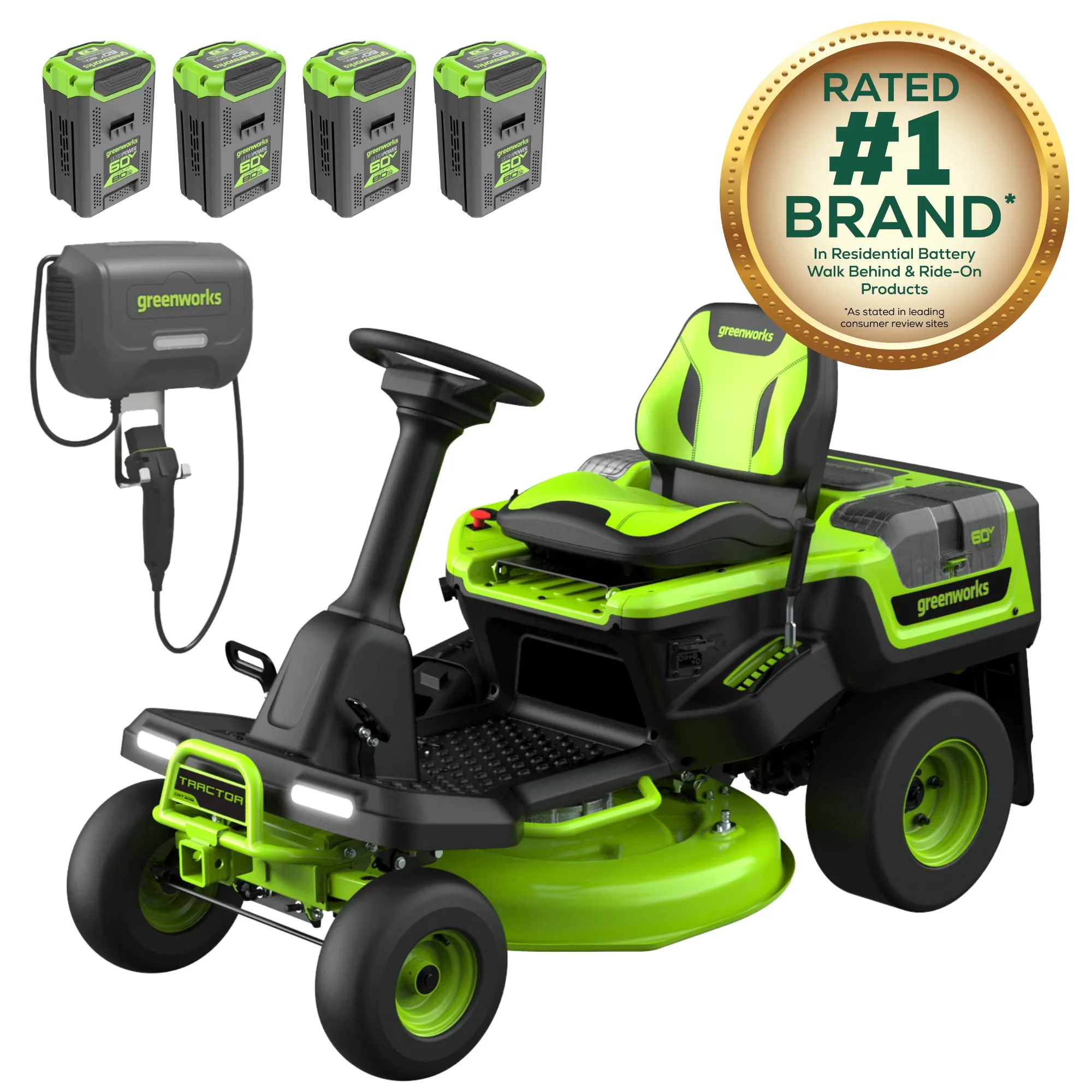 Modern Riding Lawn Mower with Battery, 600W, 60V 30" CrossoverT Tractor + (2) 8.0 Ah - Model 14C506