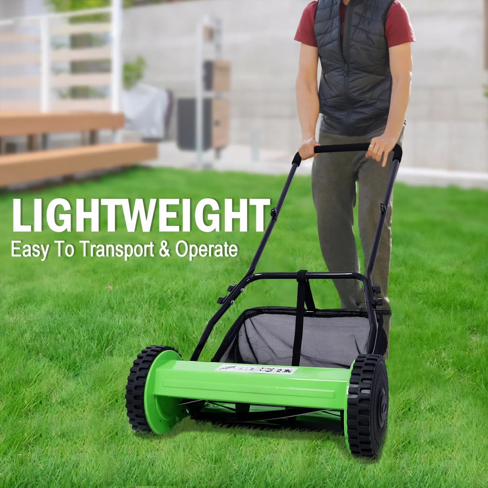 Compact Push Mower with Comfort Grip, Cutting Width: 14 inches - Green Model AA2FC6