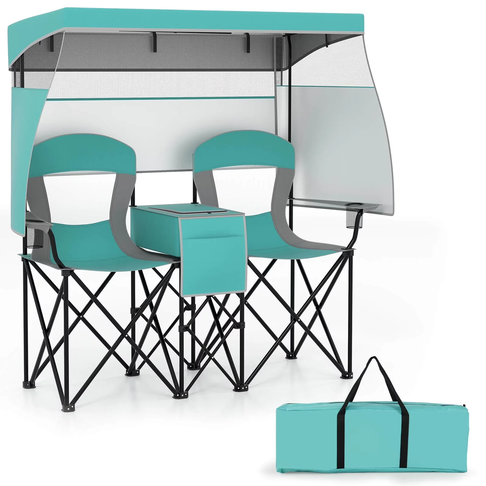 Beach Chair Professional with Folding, Double - Turquoise - Durable Build Model 74587E