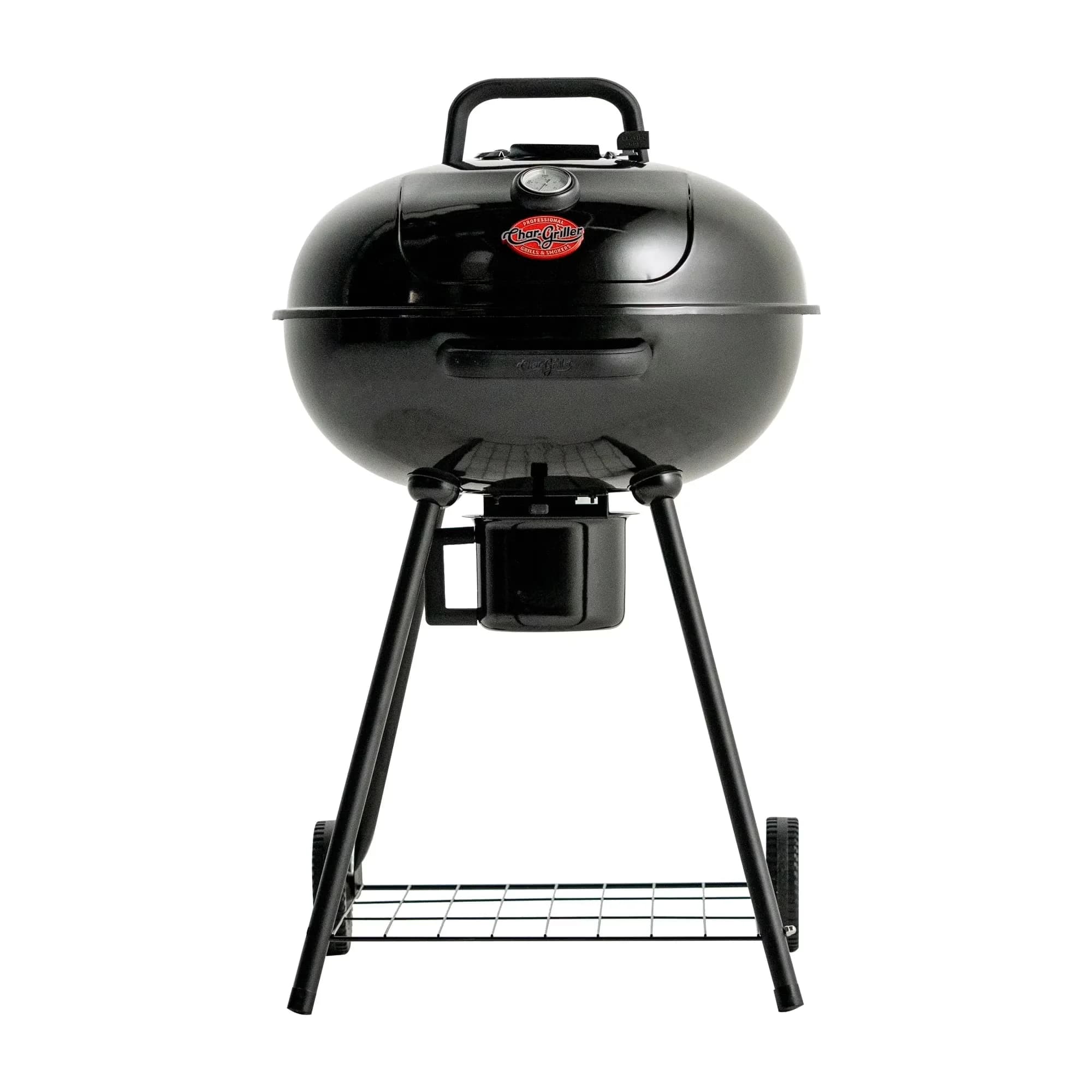 Compact Charcoal Grill with Adjustable Air Vents, Lid - Black Steel 22 inch Model C08C22