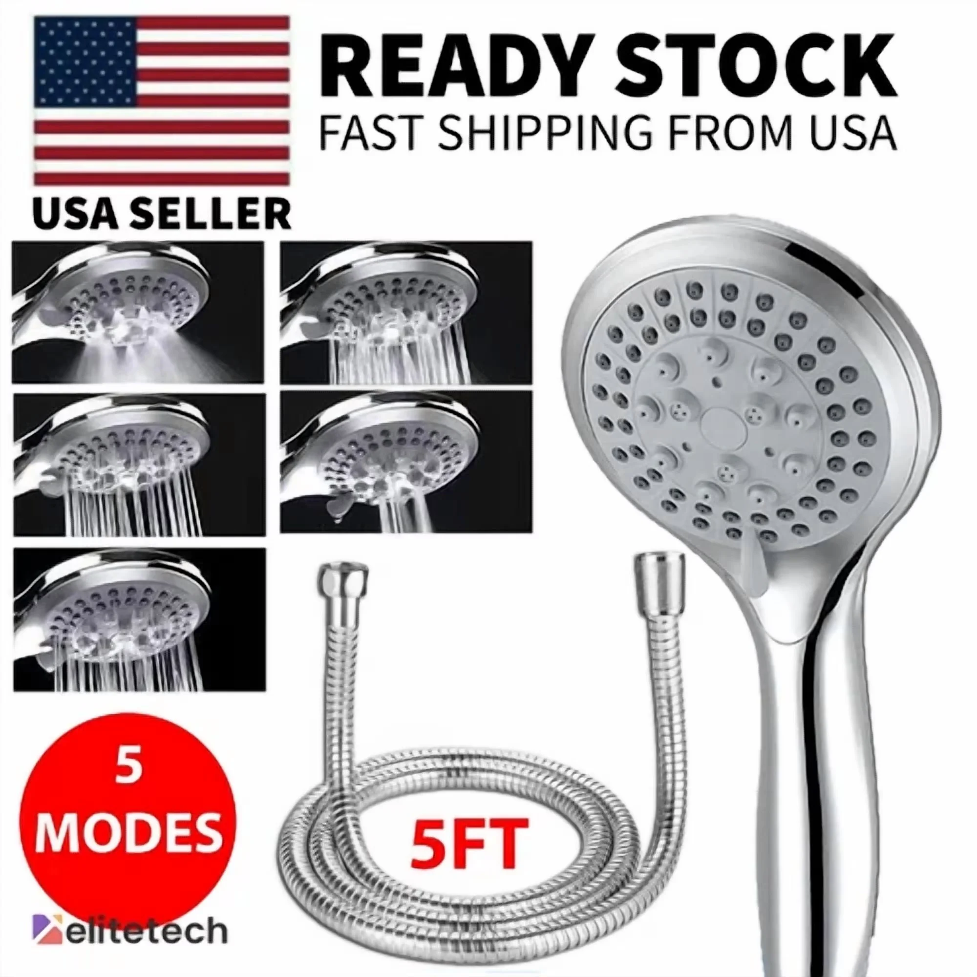 Reliable Shower Head with Handheld, High Pressure, Useful for both indoor and outdoor use. - Model D14057